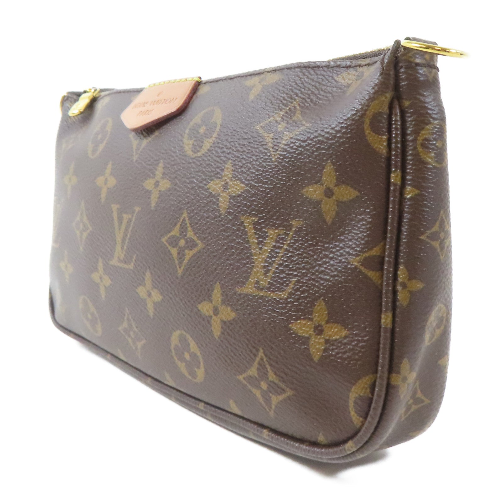 LOUIS VUITTON Monogram Multi Pochette Accessoires金扣手挽肩背兩用袋啡色/綠色