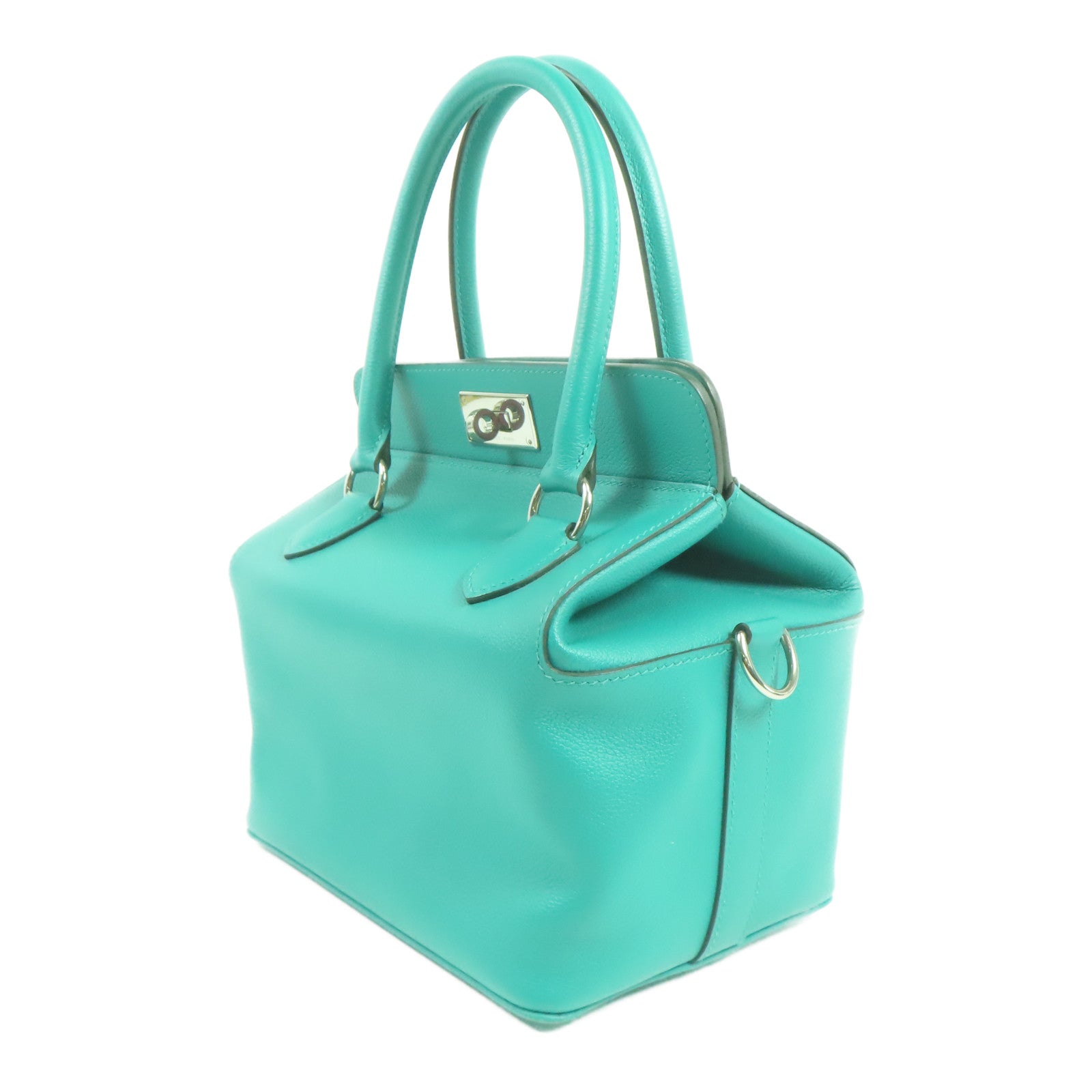 HERMES Evercolor皮革Tool Box 20銀扣手挽肩背兩用袋Menthe