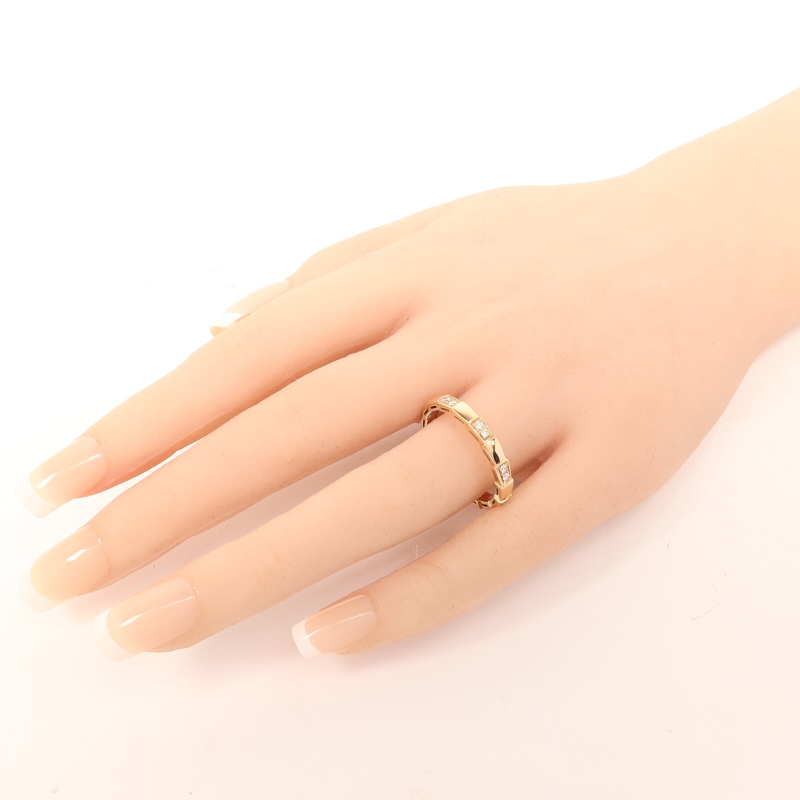 BVLGARI 18K玫瑰金Diamond Serpenti Viper Ring鑽石戒指Bvlgari#62/US#10