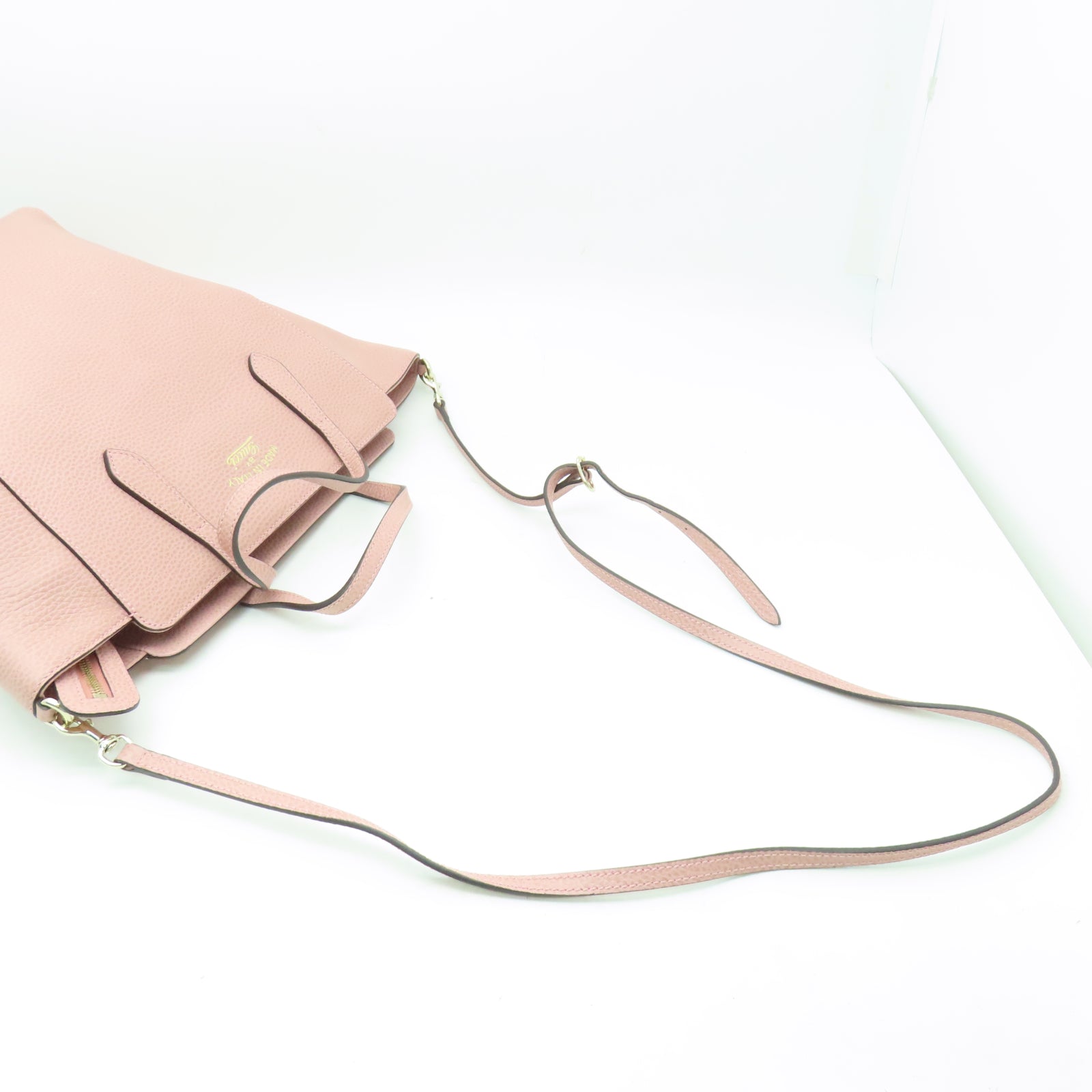 GUCCI 【清倉大減價】牛皮皮革Tote Bag金扣手挽肩背兩用袋粉紅色