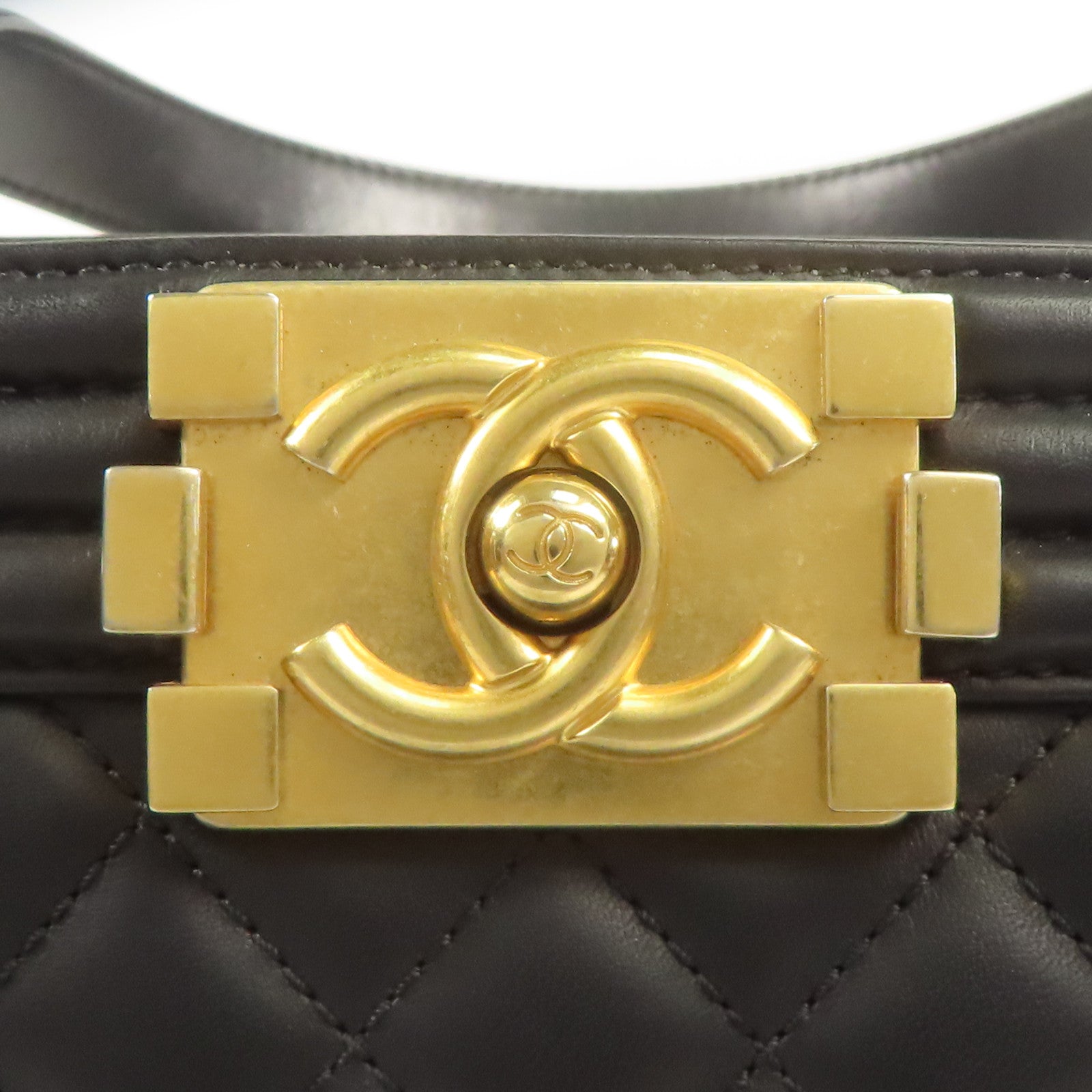CHANEL CC GHW Boy Chanel Tote Bag Lambskin Leather Black