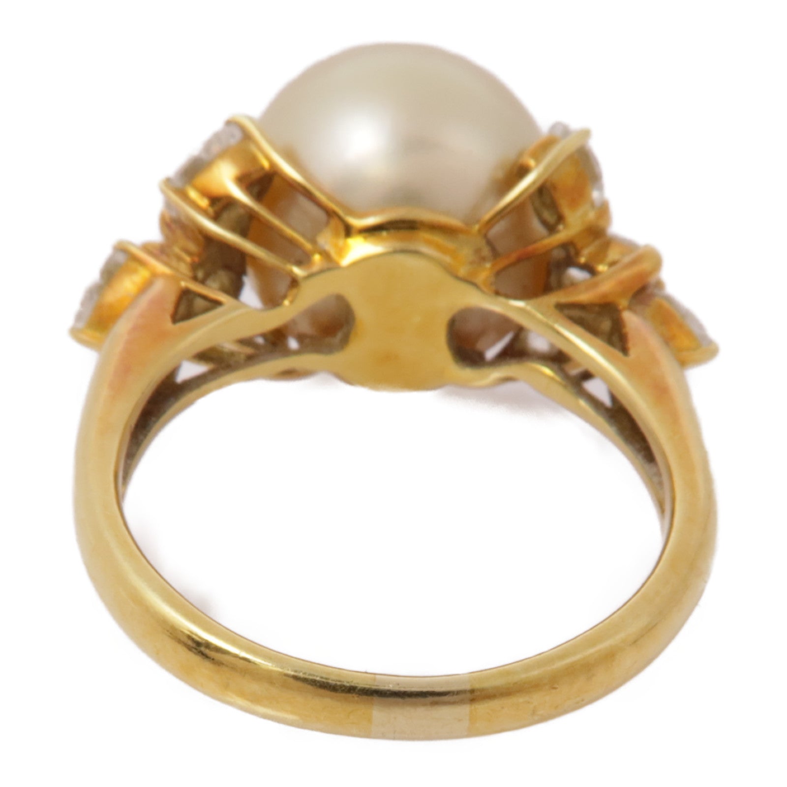 JEWELRY 【激減優惠】18K黃金Pearl Diamond Ring珍珠/鑽石戒指US#7