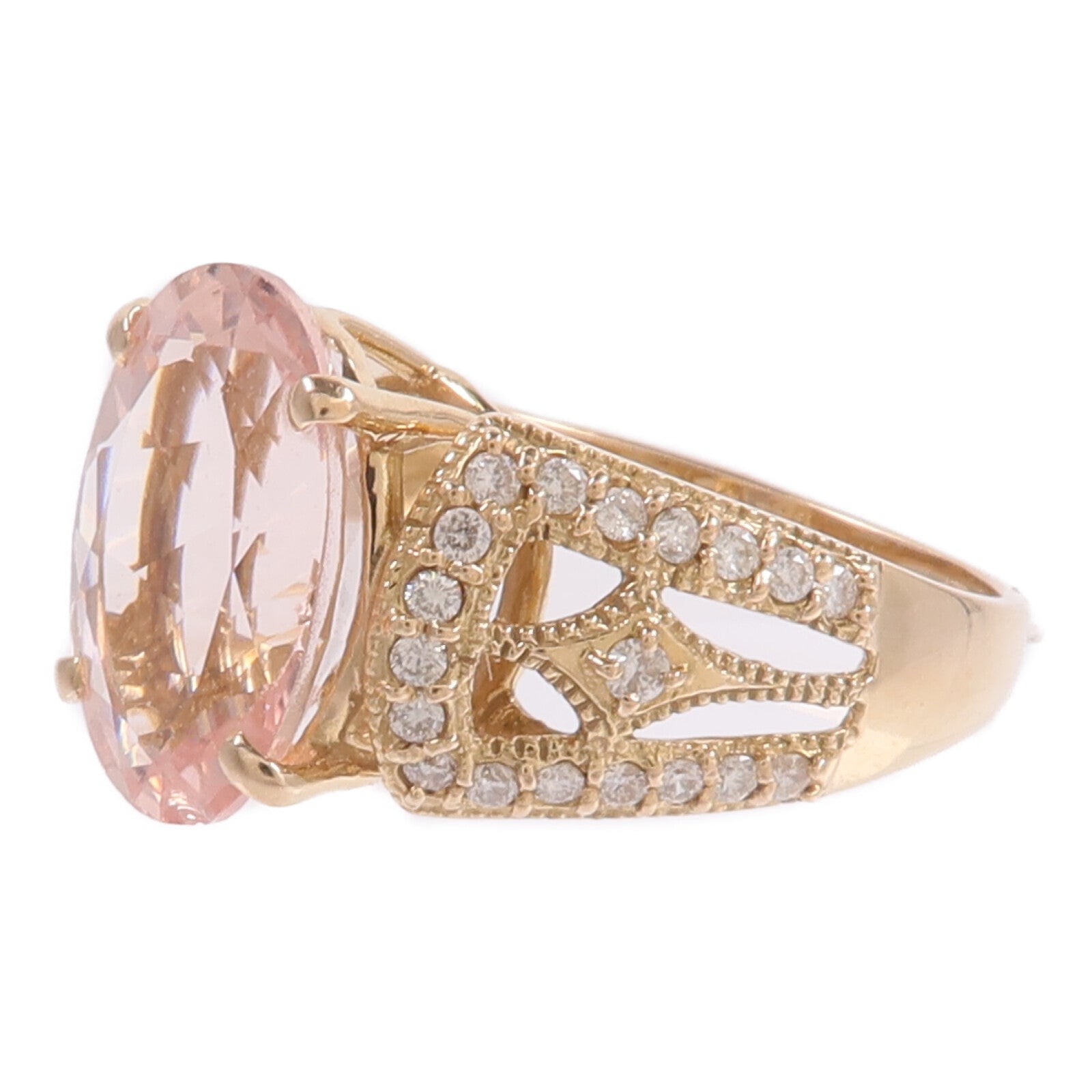JEWELRY 18K玫瑰金Morganite Diamond Ring摩根石/鑽石戒指