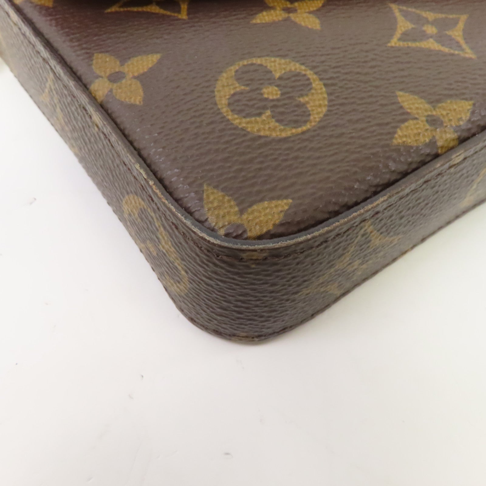 LOUIS VUITTON Monogram Felicie Pochette金扣鏈帶肩背袋棕色