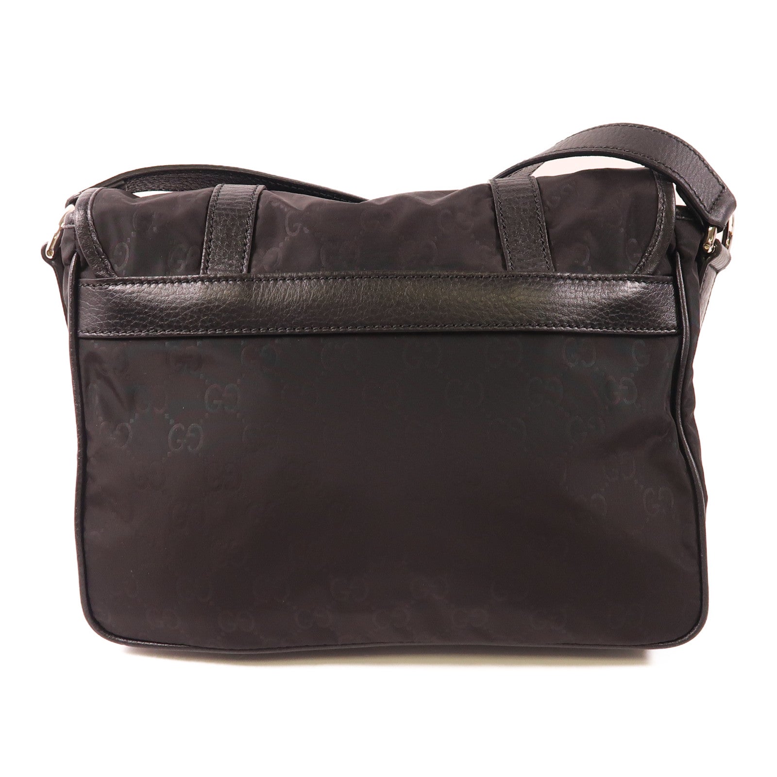 GUCCI 尼龍/皮革Shoulder Bag銀扣肩背袋
