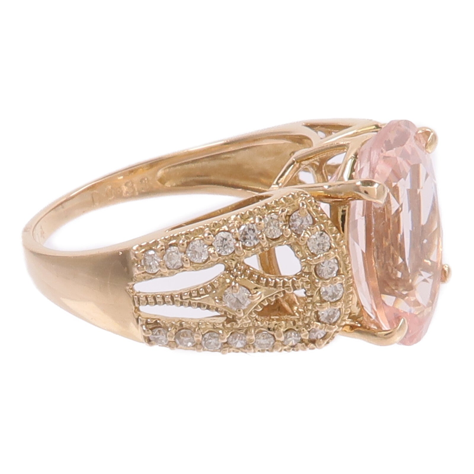 JEWELRY 18K玫瑰金Morganite Diamond Ring摩根石/鑽石戒指