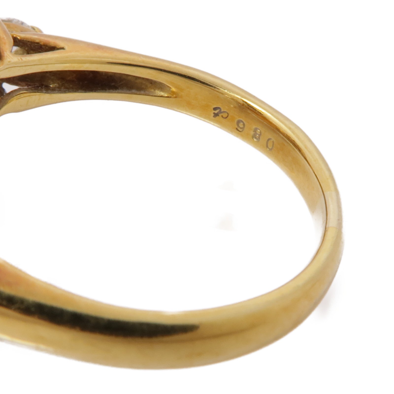 JEWELRY 【激減優惠】18K黃金Pearl Diamond Ring珍珠/鑽石戒指US#7