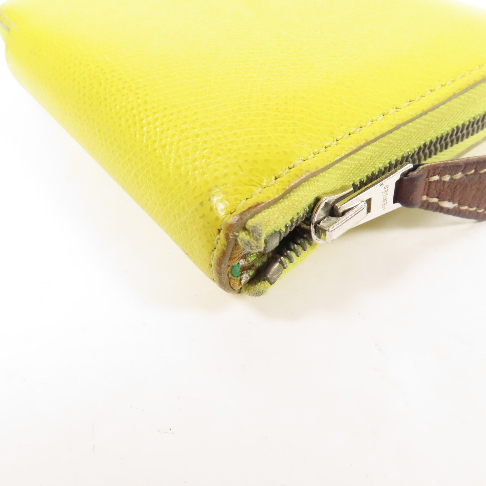 HERMES Epsom皮革Azap Wallet銀扣錢包Jaune de Naples及那不勒斯黃