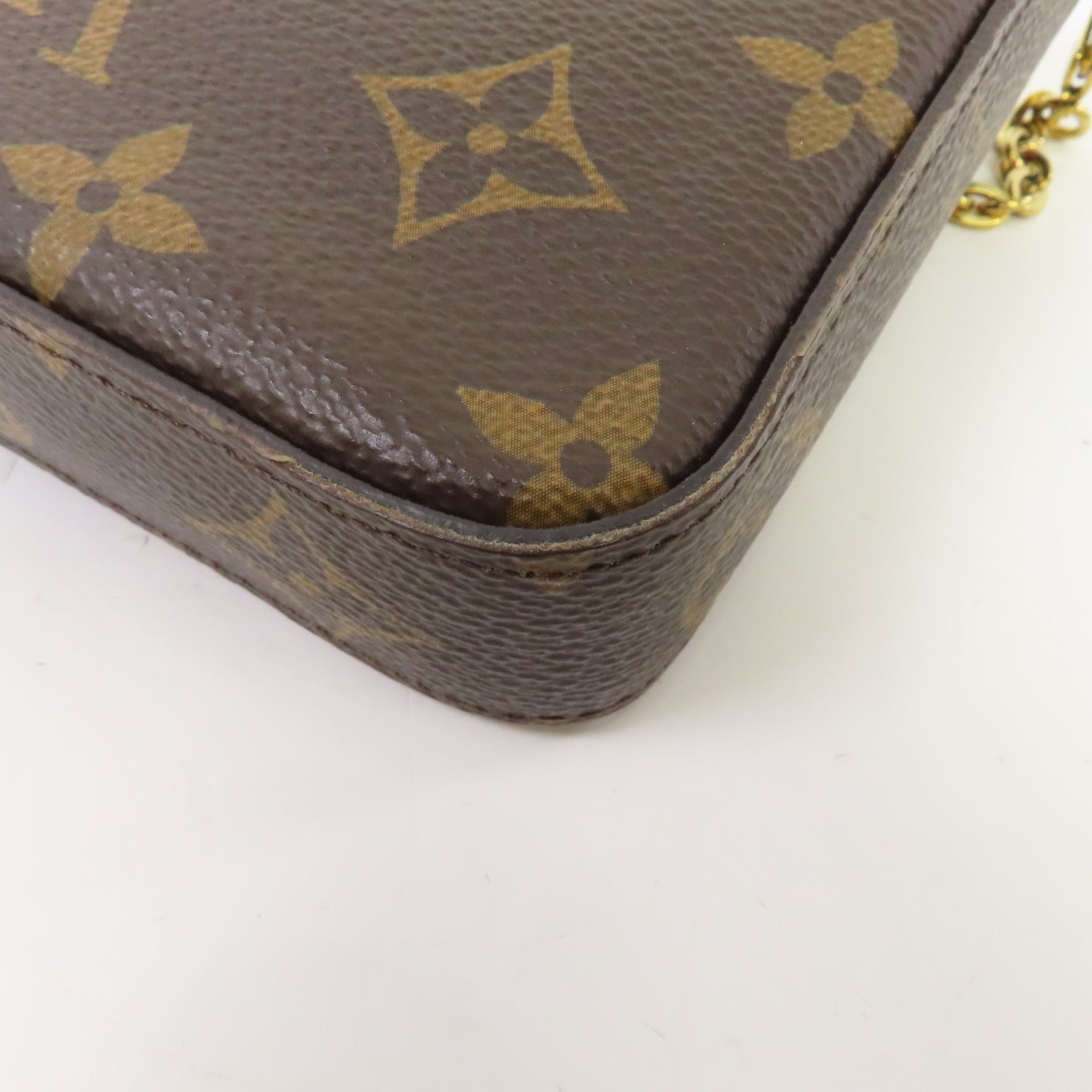 LOUIS VUITTON Monogram Felicie Pochette金扣鏈帶肩背袋棕色