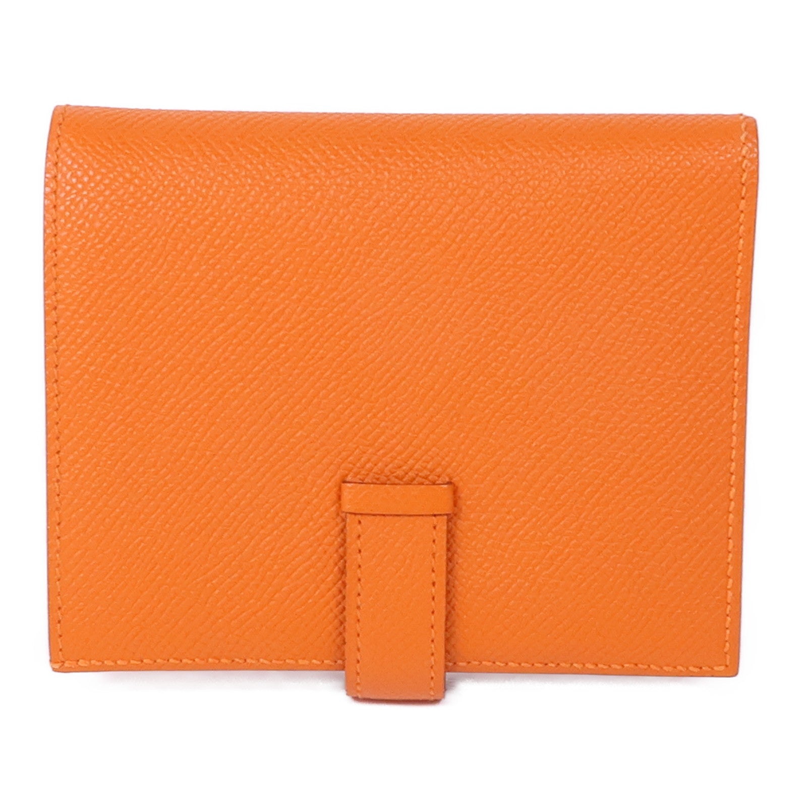 HERMES Epsom皮革Bearn Wallet金扣錢包Orange