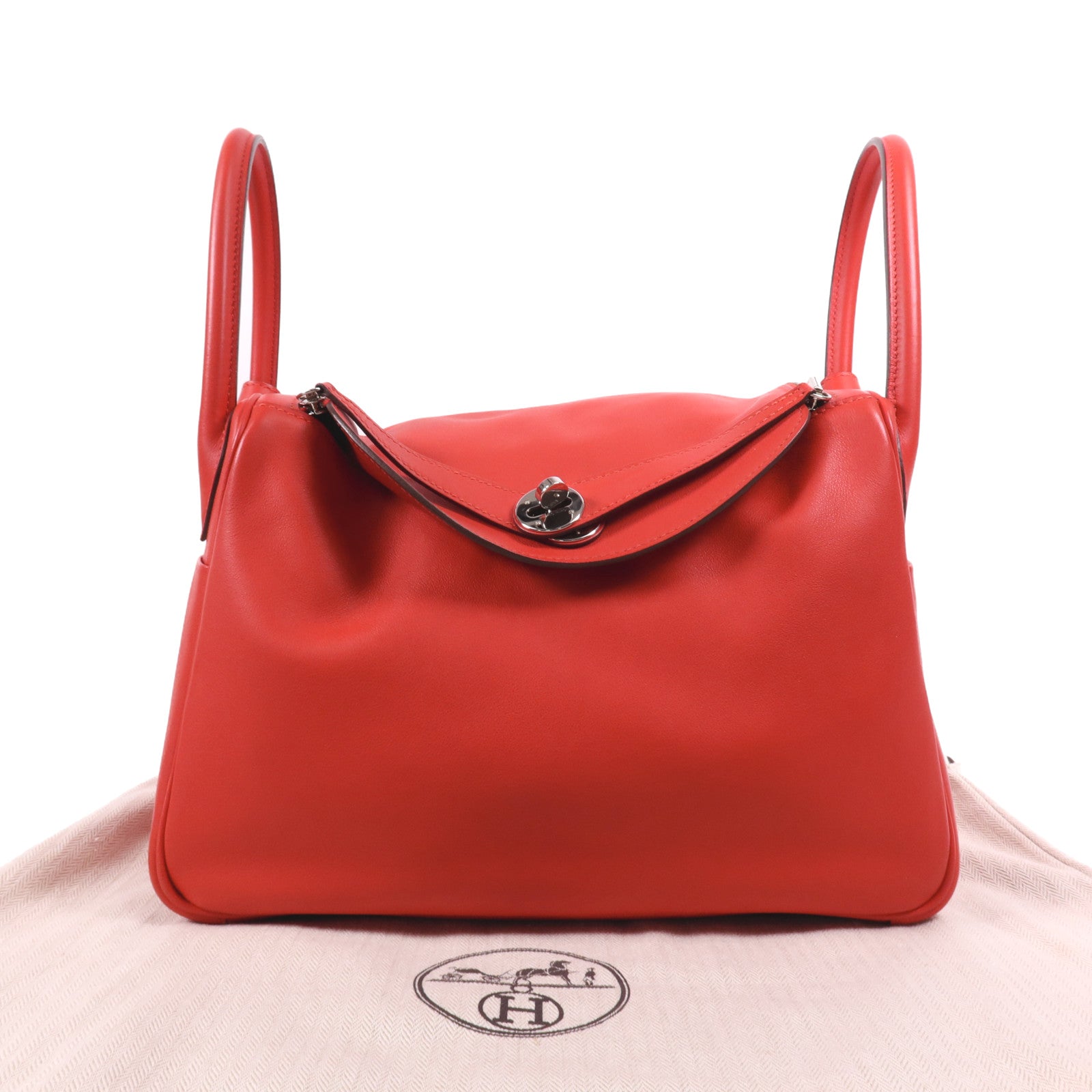 HERMES Swift皮革Lindy 30銀扣手挽肩背兩用袋Rose De Coeur