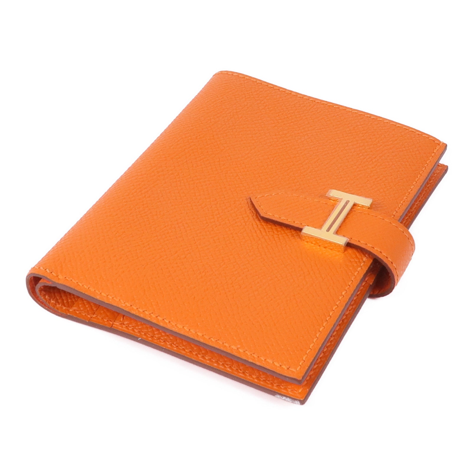 HERMES Epsom皮革Bearn Wallet金扣錢包Orange