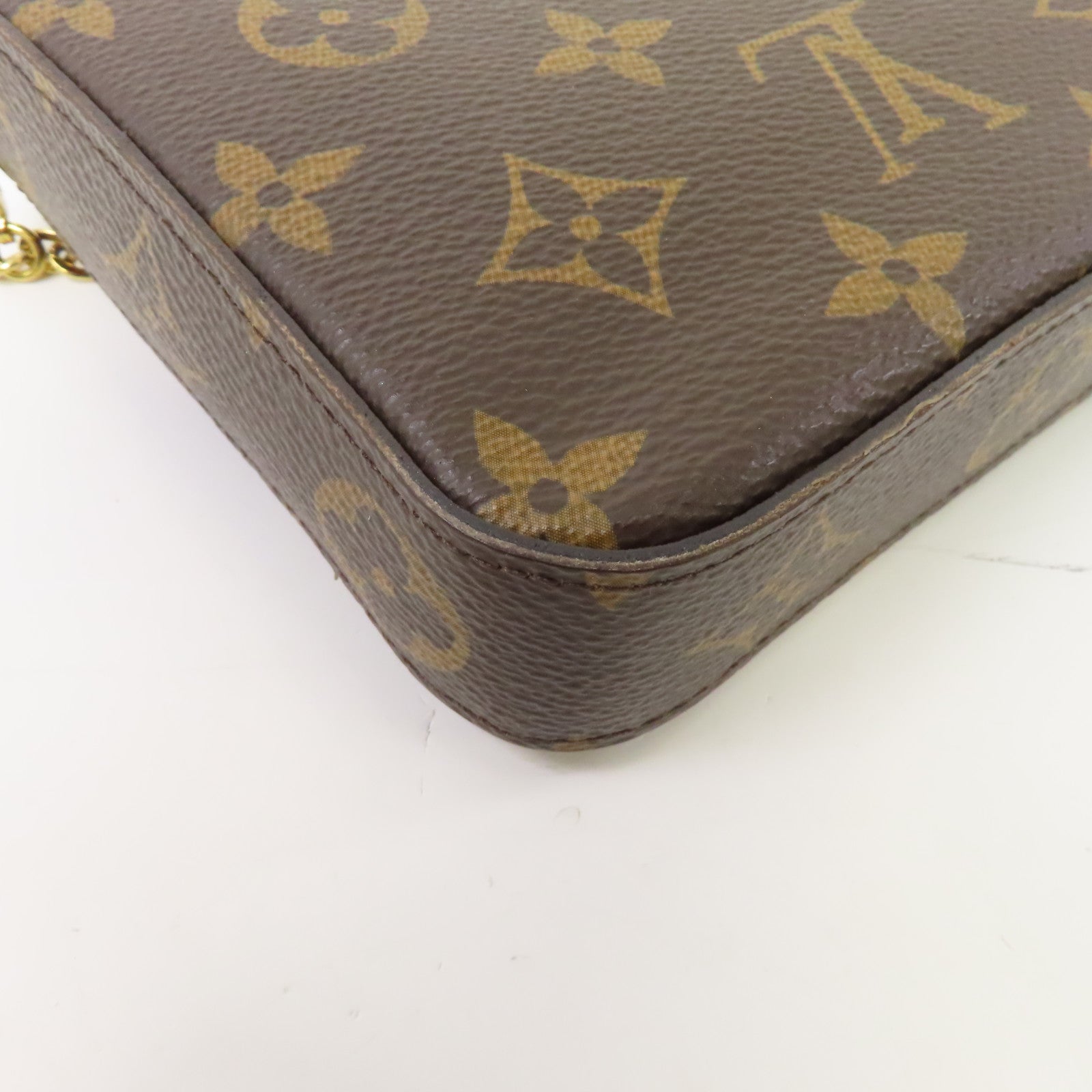 LOUIS VUITTON Monogram Felicie Pochette金扣鏈帶肩背袋棕色
