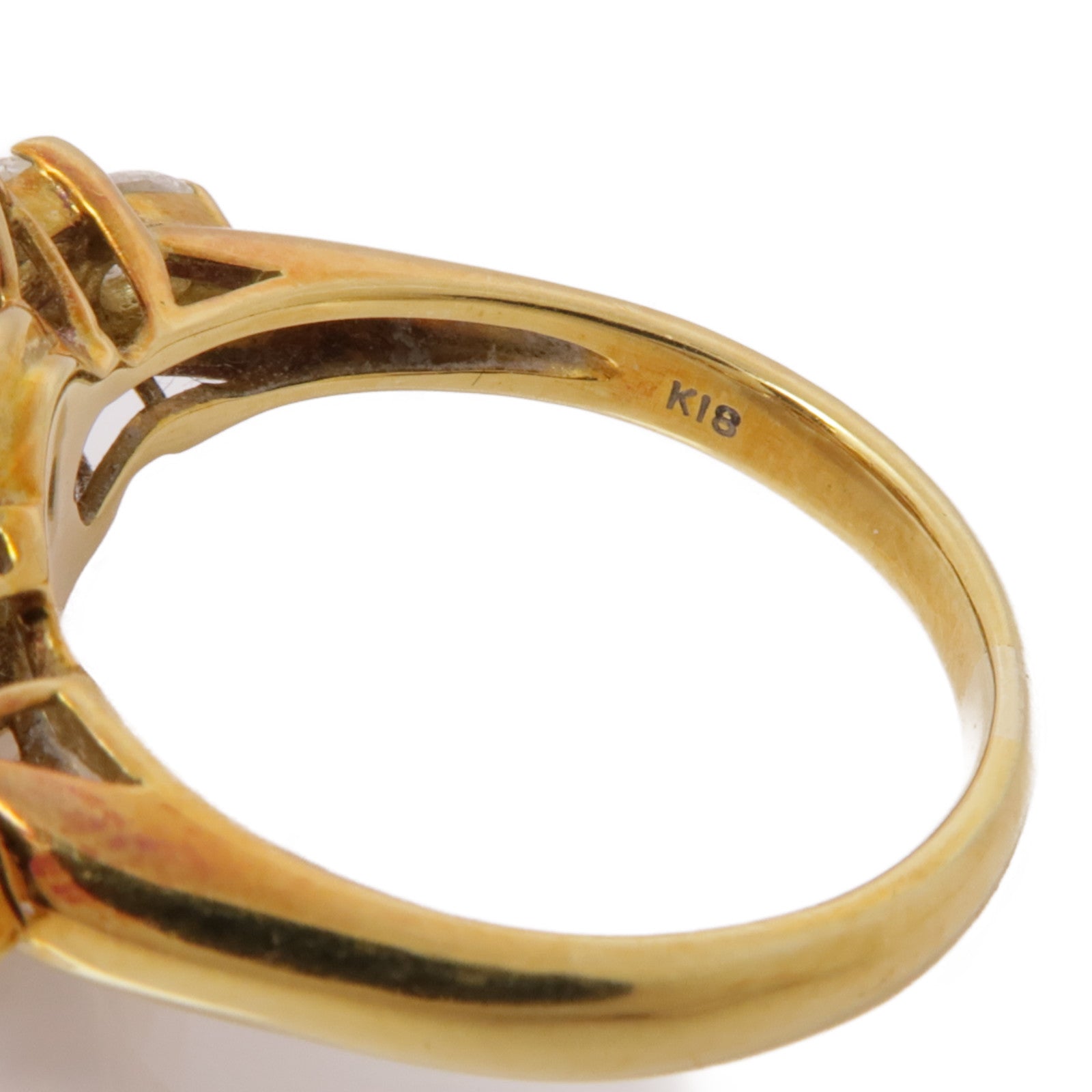 JEWELRY Pearl Diamond Ring 18K Gold US#7