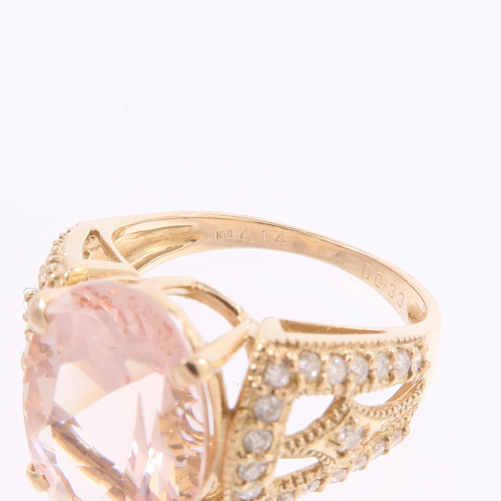 JEWELRY 18K玫瑰金Morganite Diamond Ring摩根石/鑽石戒指