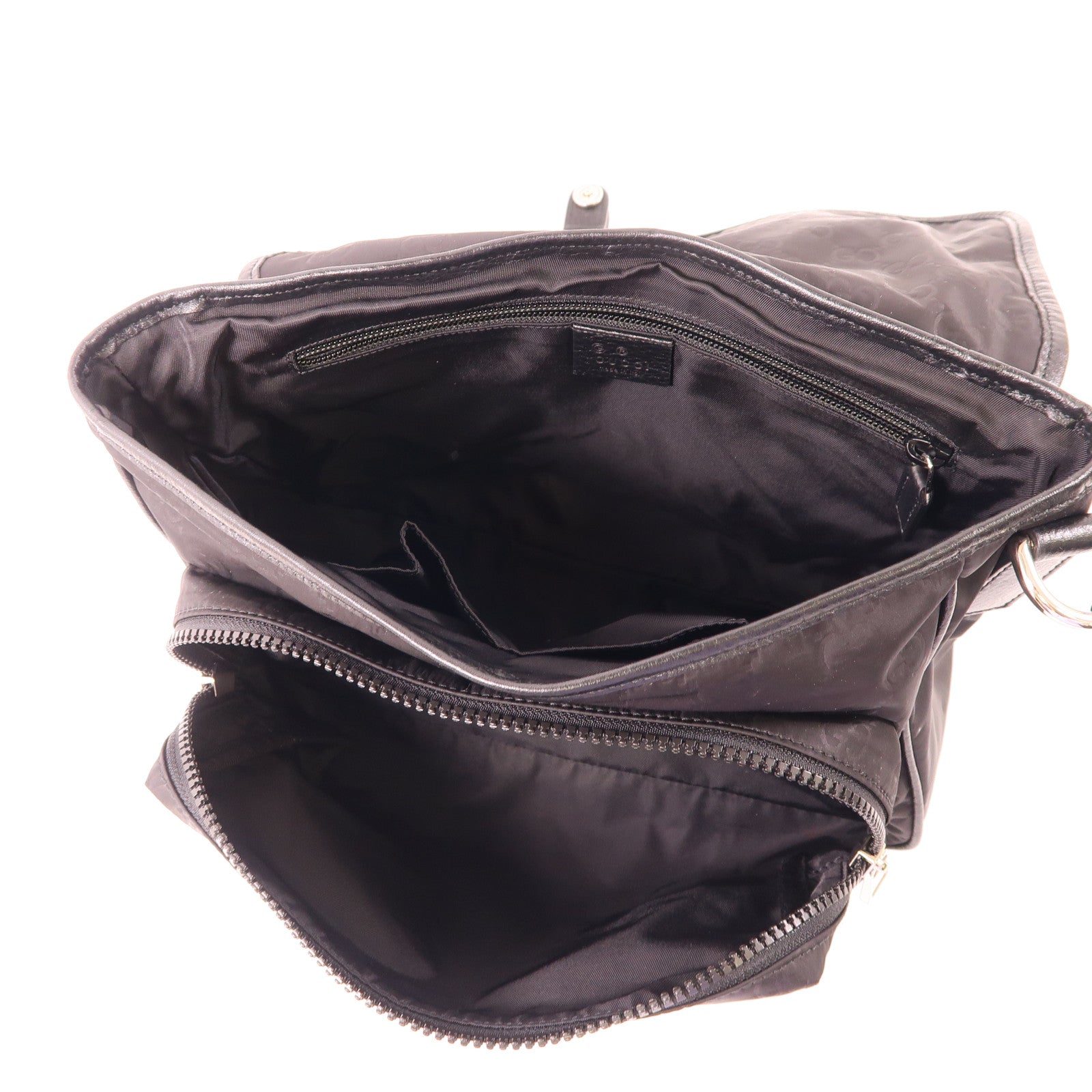 GUCCI 尼龍/皮革Shoulder Bag銀扣肩背袋