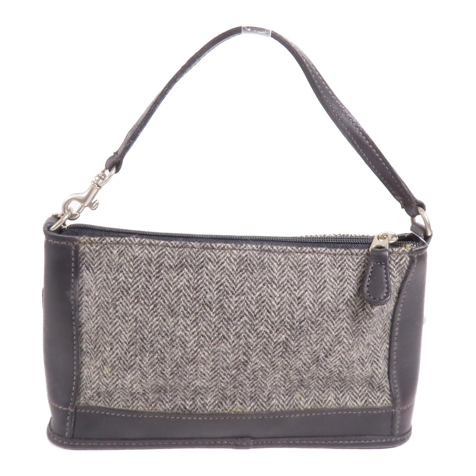 COACH 羊毛/牛皮皮革Hand Bag銀扣手挽袋