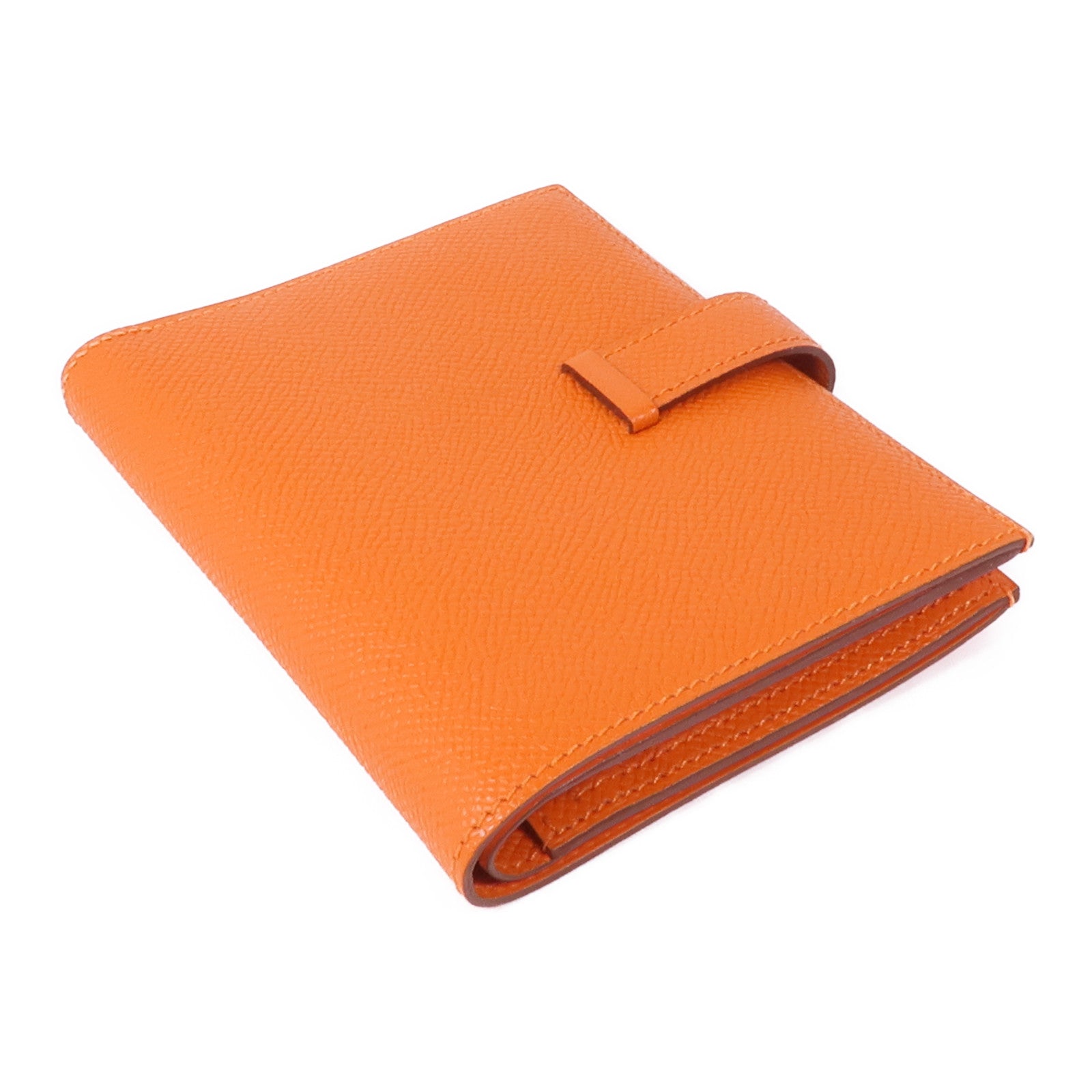 HERMES Epsom皮革Bearn Wallet金扣錢包Orange