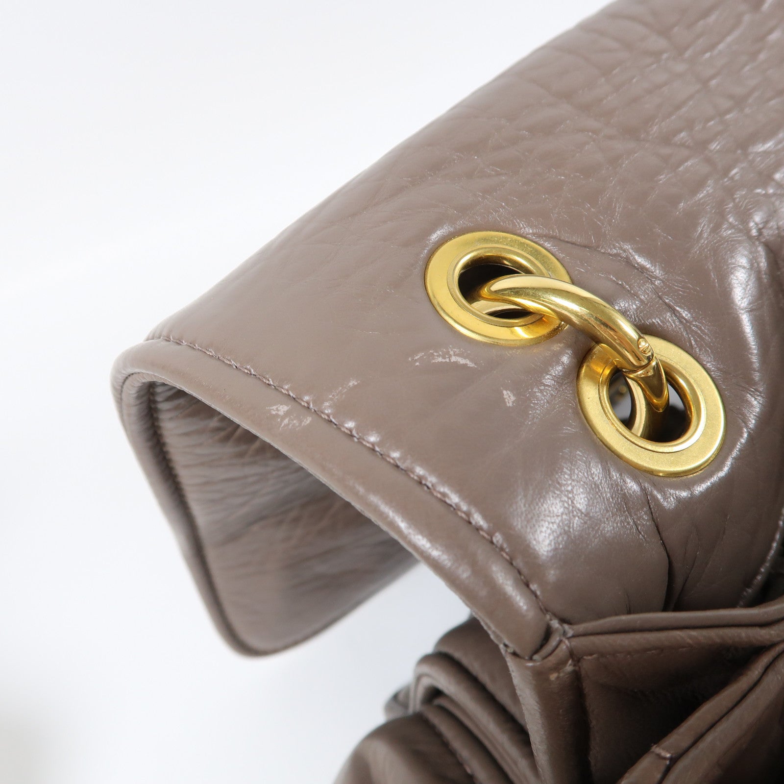 Miu Miu 牛皮皮革Madras 2 Way Bag金扣手挽肩背兩用袋啡色