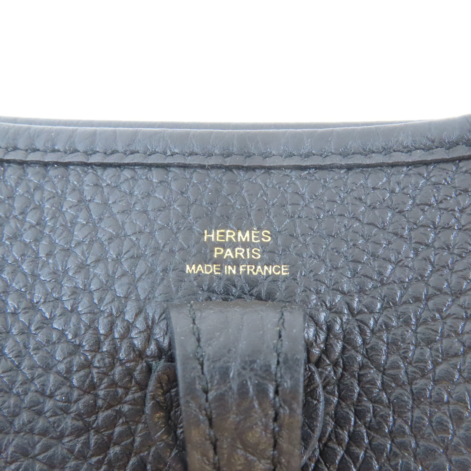 HERMES Clemence皮革Evelyne TPM金扣肩背袋Noir黑色