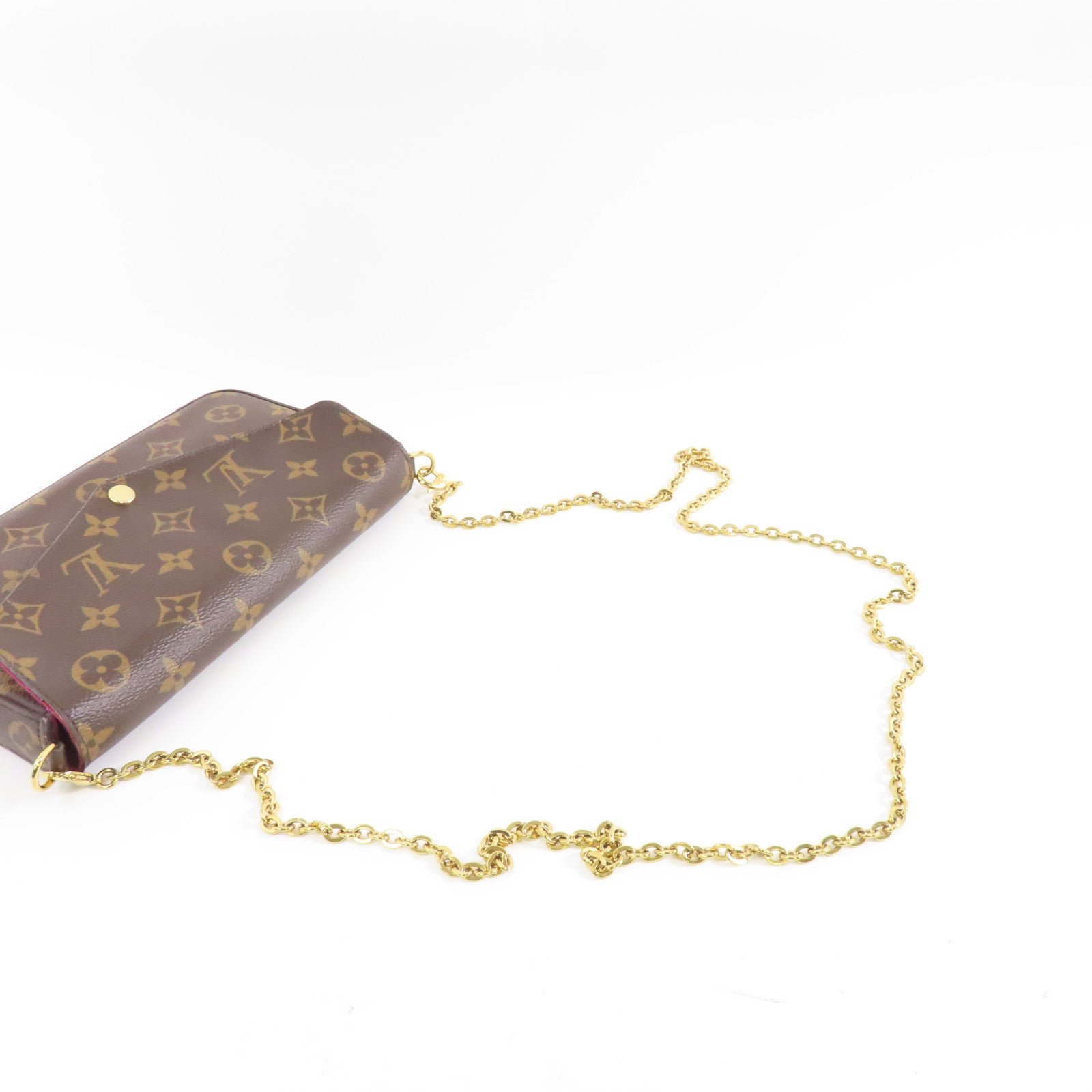 LOUIS VUITTON Monogram Felicie Pochette金扣鏈帶肩背袋棕色