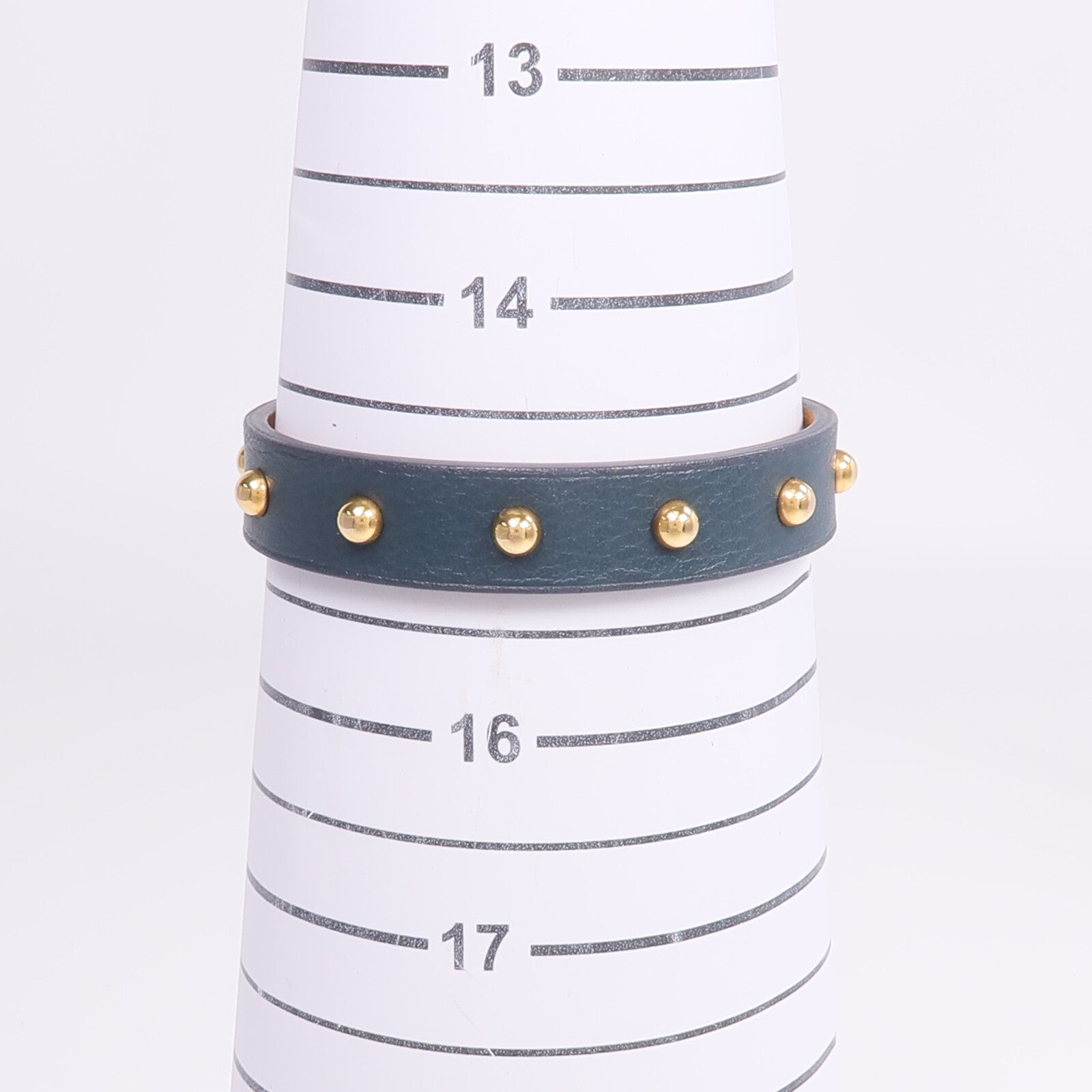 HERMES Swift皮革Mini Dog Clous Ronds Bracelet手鏈Vert Cypress