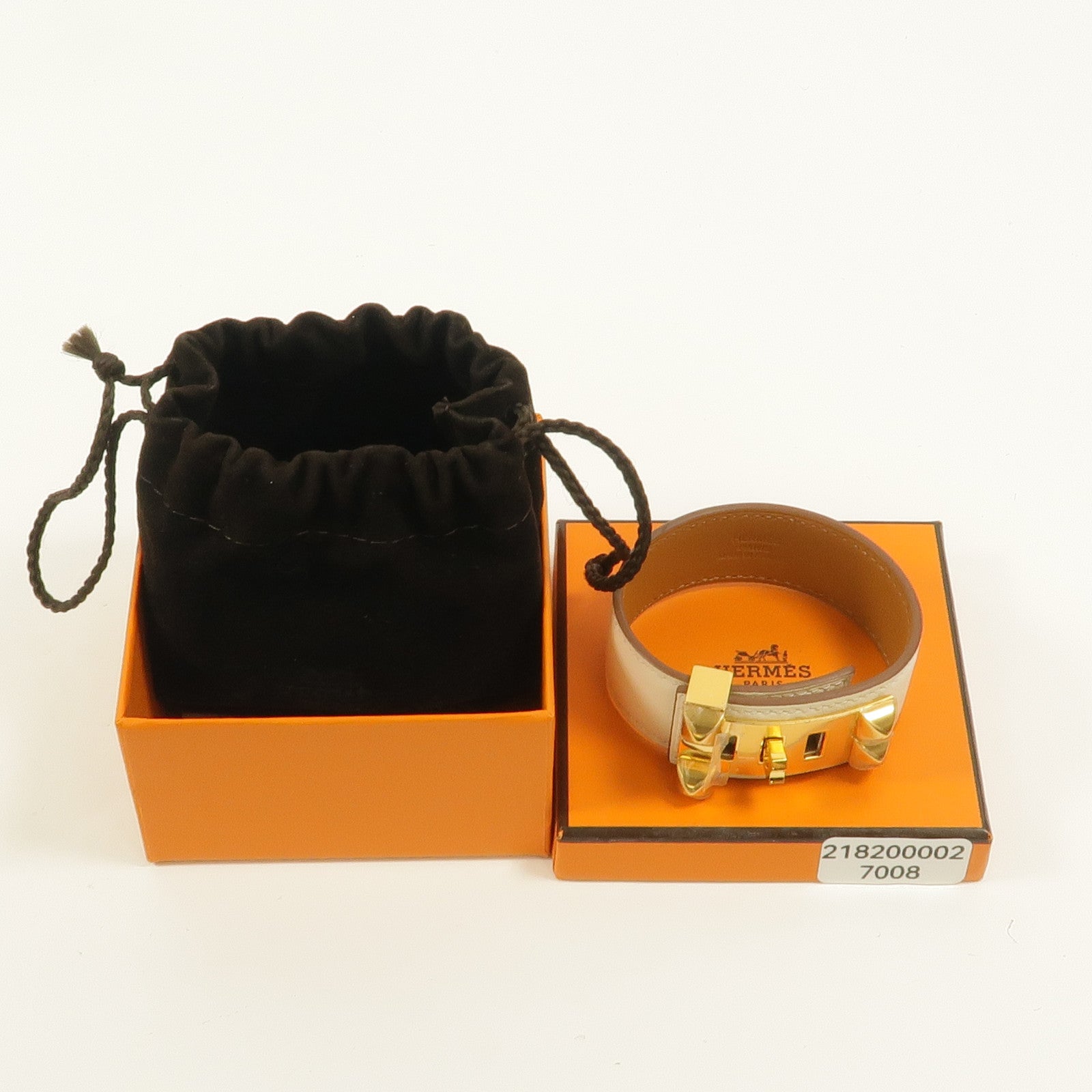 HERMES Swift皮革Collier De Chien 24 Bracelet手鐲Nata
