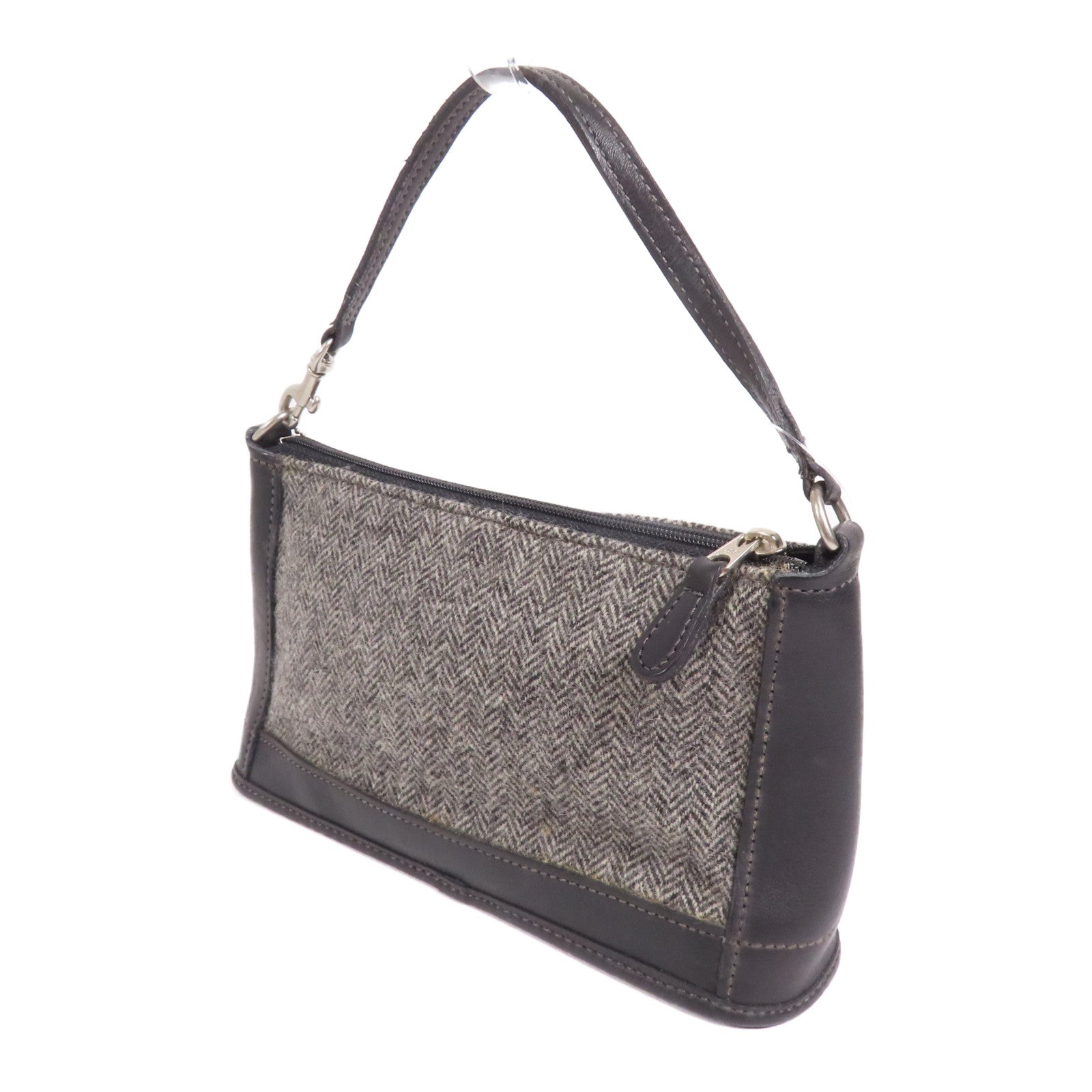 COACH 羊毛/牛皮皮革Hand Bag銀扣手挽袋