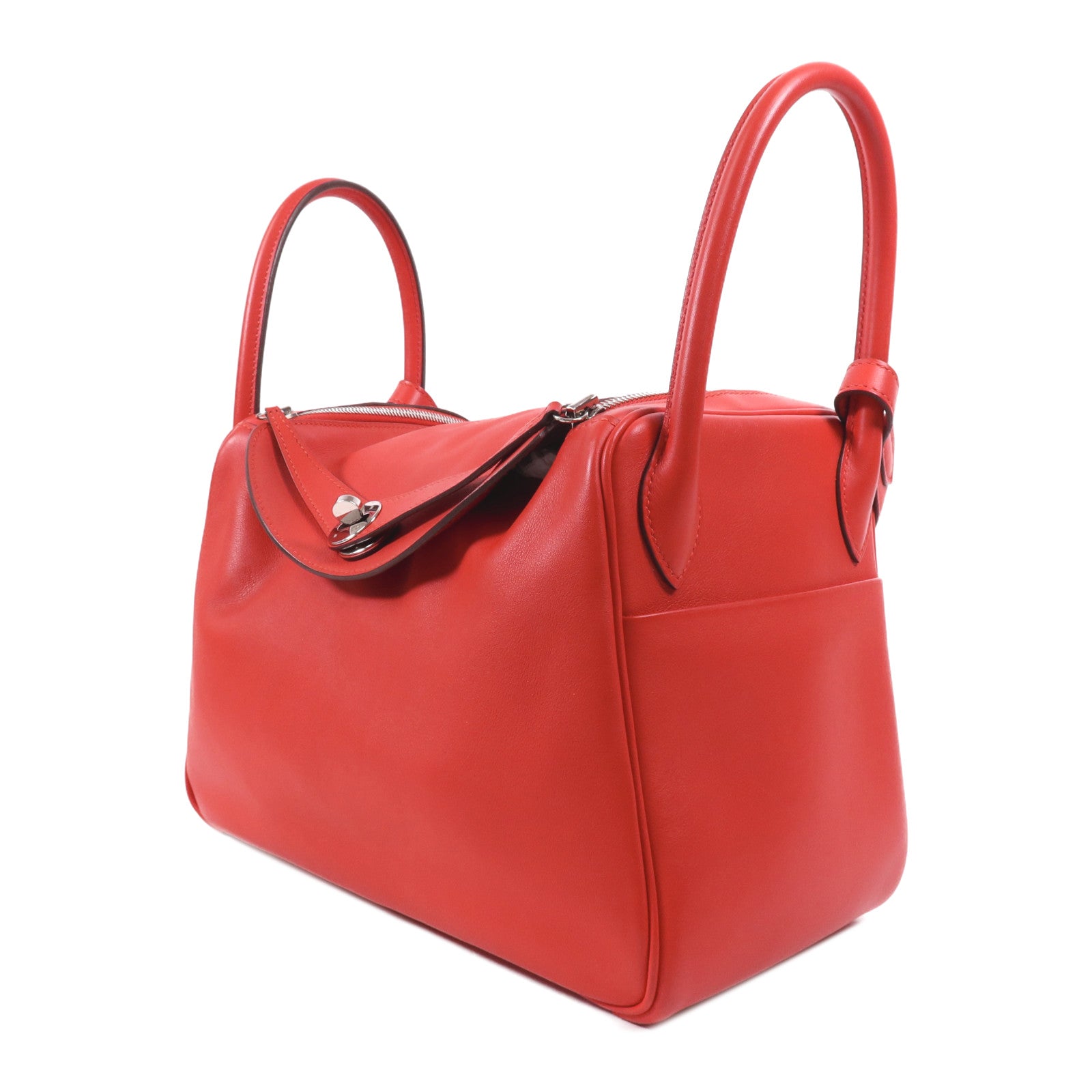 HERMES Swift皮革Lindy 30銀扣手挽肩背兩用袋Rose De Coeur
