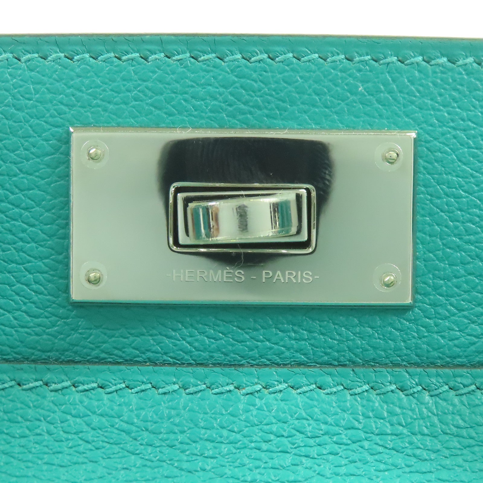 HERMES Evercolor皮革Tool Box 20銀扣手挽肩背兩用袋Menthe