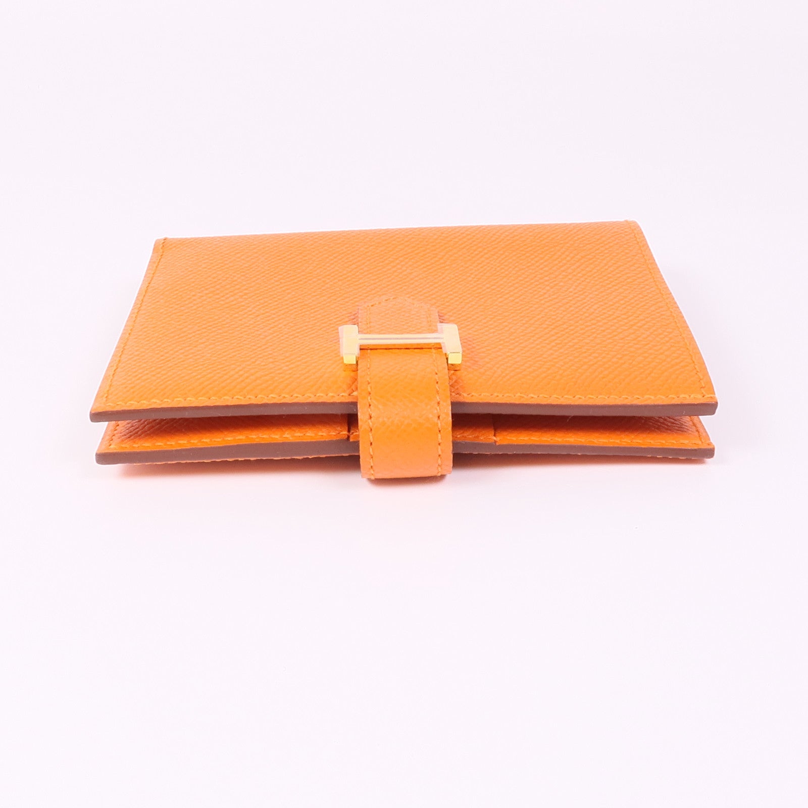 HERMES Epsom皮革Bearn Wallet金扣錢包Orange