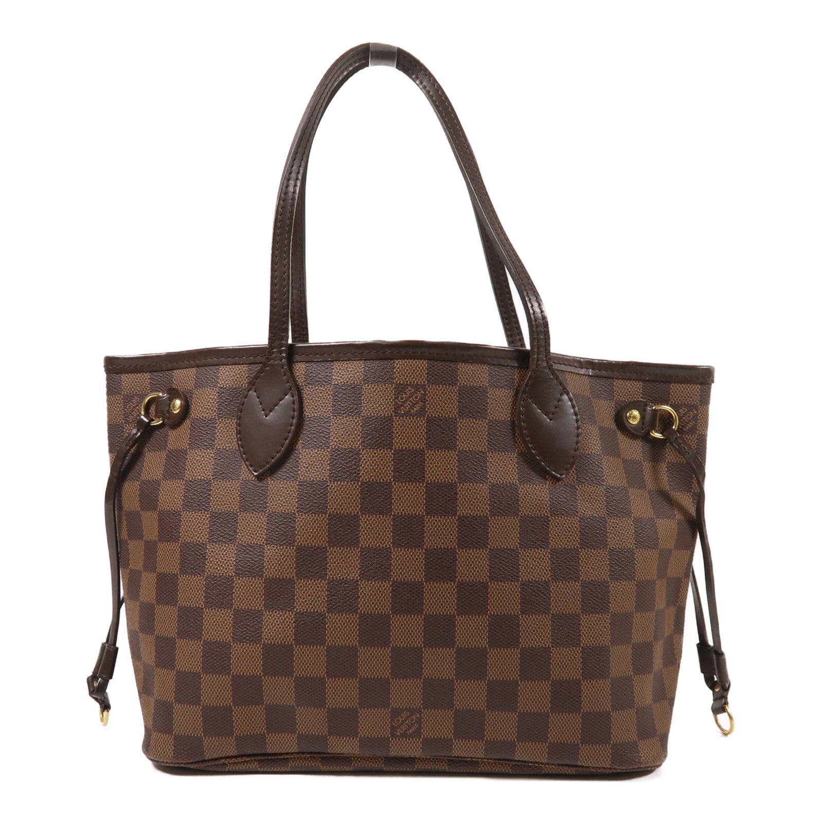 LOUIS VUITTON Damier Neverfull PM金扣手挽袋