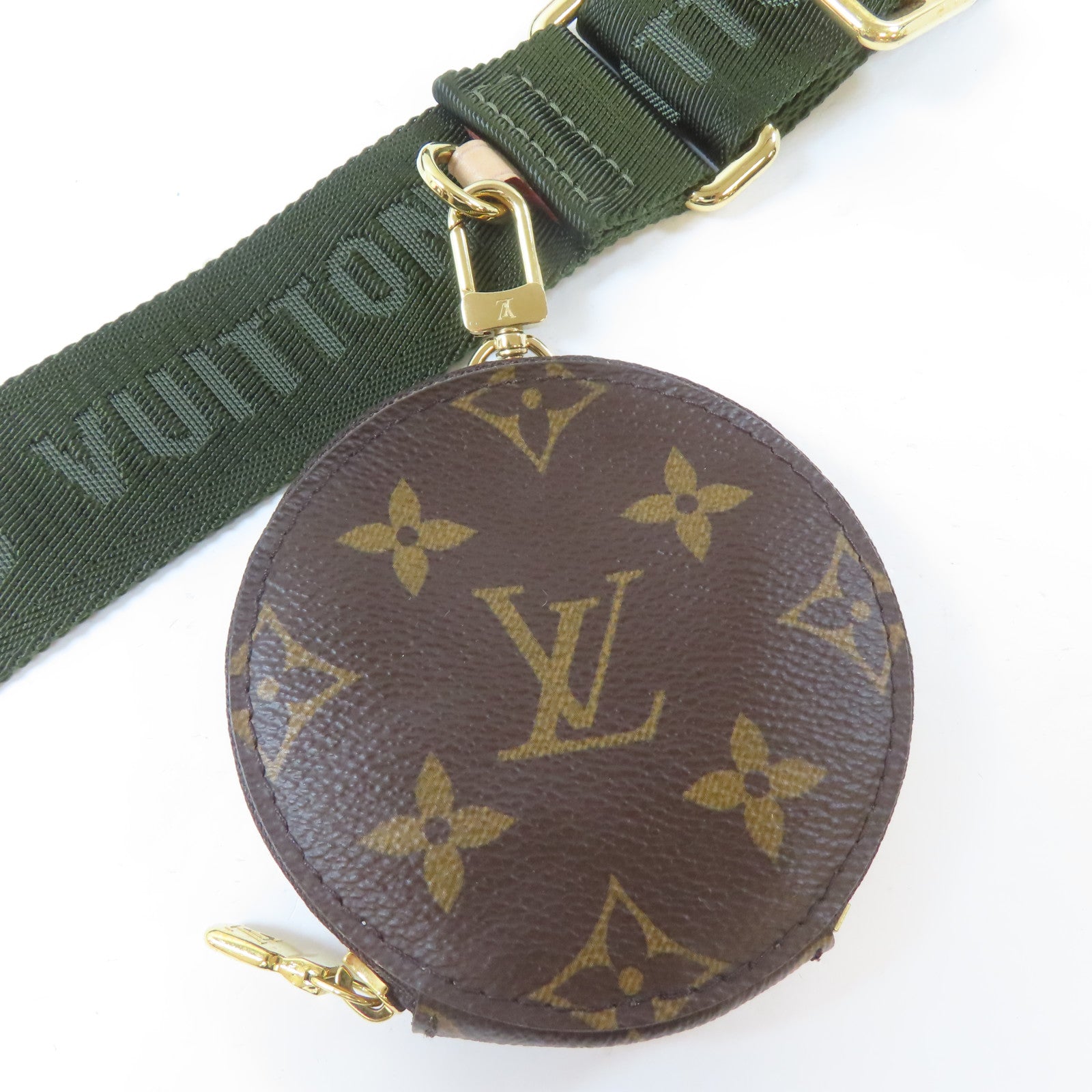 LOUIS VUITTON Monogram Multi Pochette Accessoires金扣手挽肩背兩用袋啡色/綠色