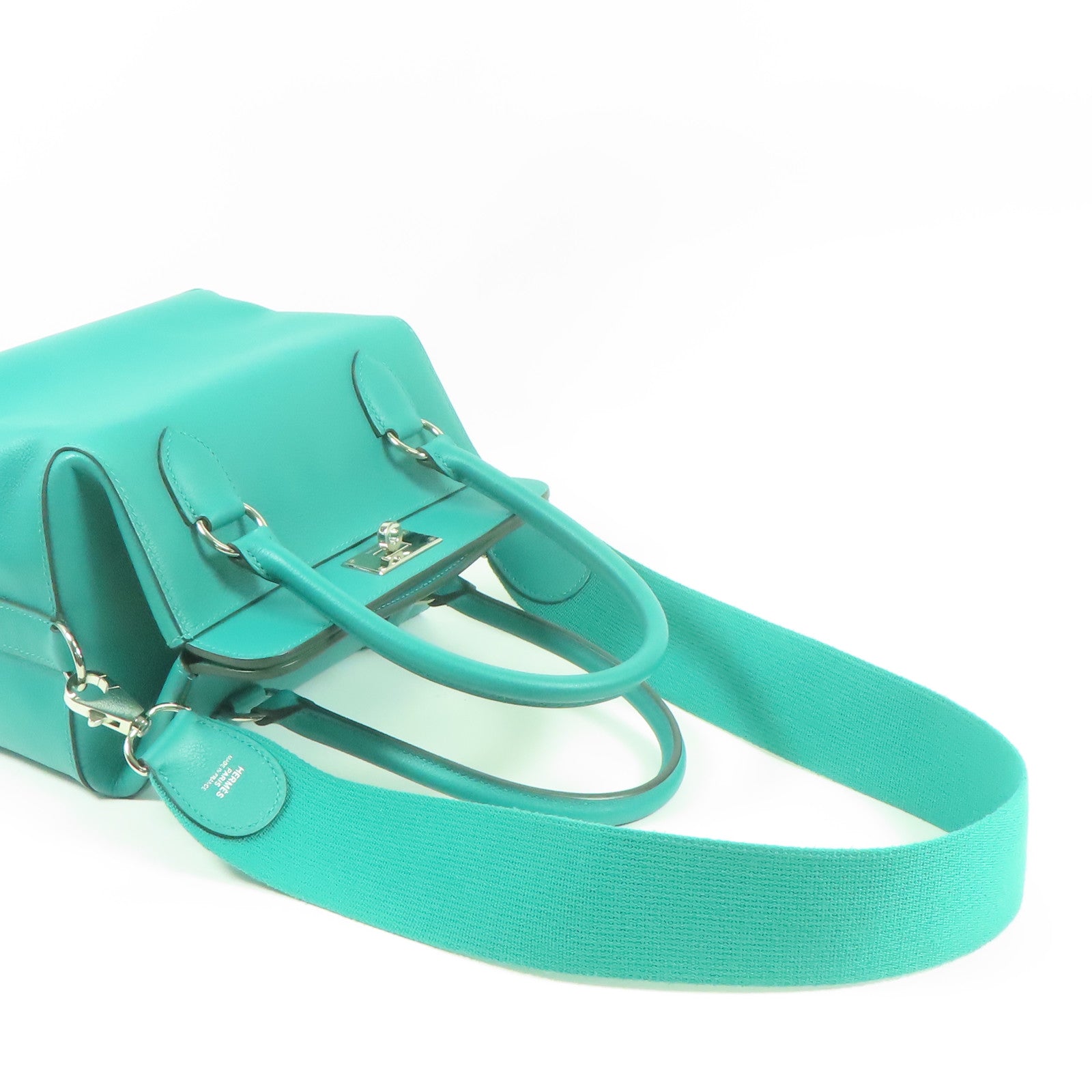 HERMES 【激減優惠】Evercolor皮革Tool Box 20銀扣手挽肩背兩用袋Menthe