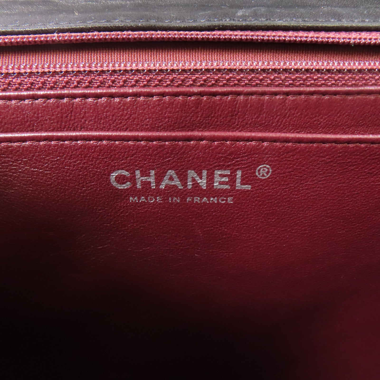 CHANEL 羊皮皮革Large Classic銀扣鏈帶肩背袋黑色