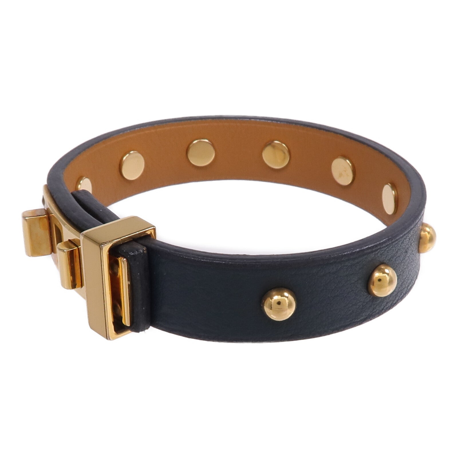 HERMES Swift皮革Mini Dog Clous Ronds Bracelet手鏈Vert Cypress