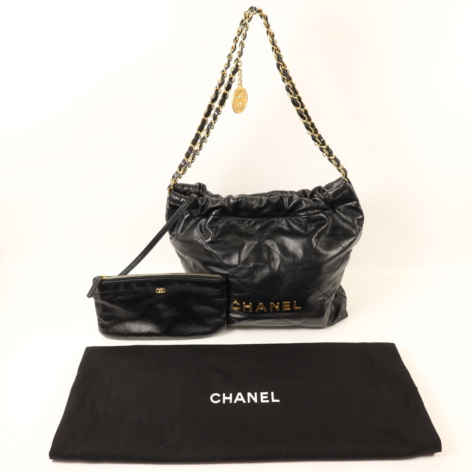 CHANEL 牛皮皮革Chanel 22 Small金扣鏈帶肩背袋