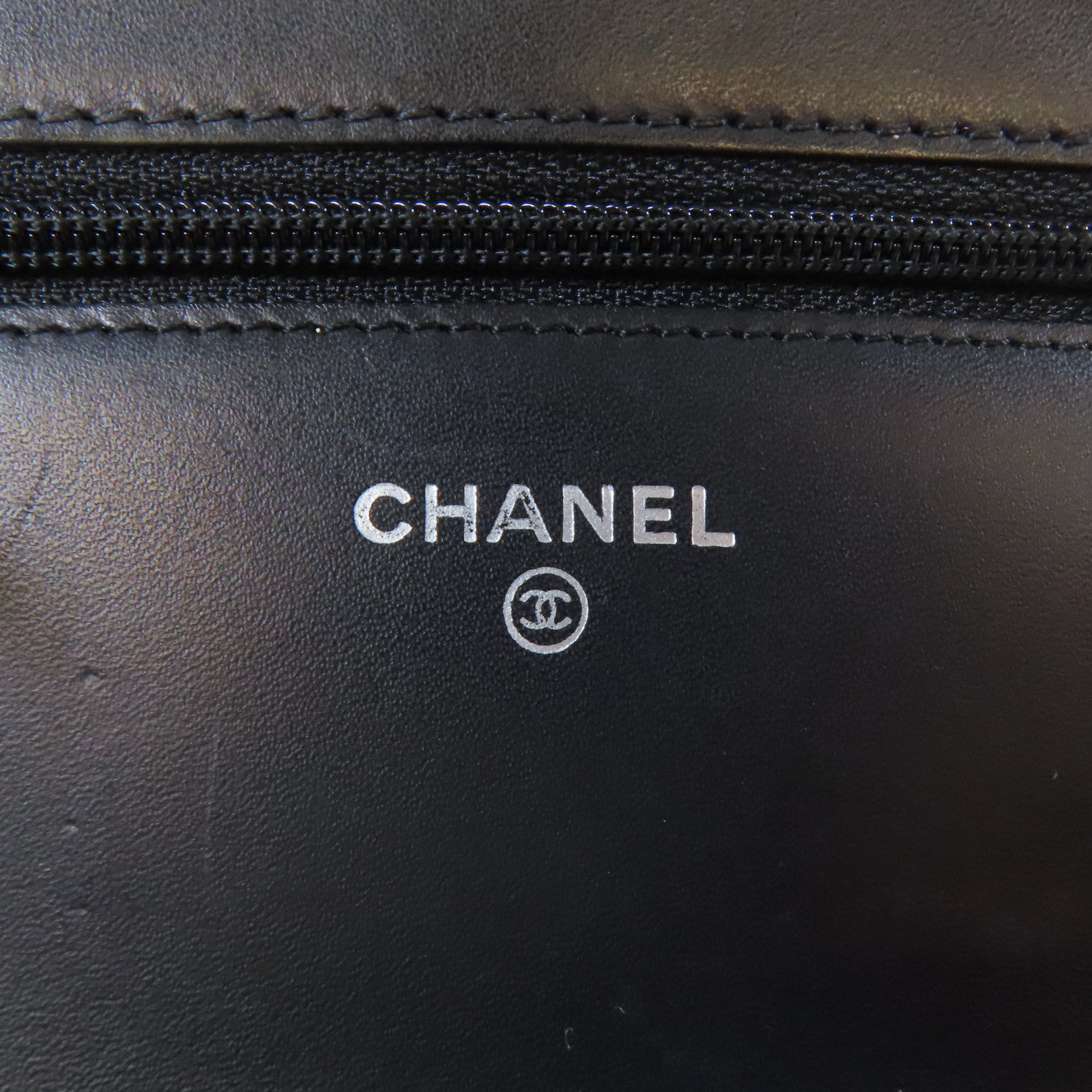 CHANEL 菱格牛皮皮革Wallet On Chain銀扣鏈帶肩背袋黑色