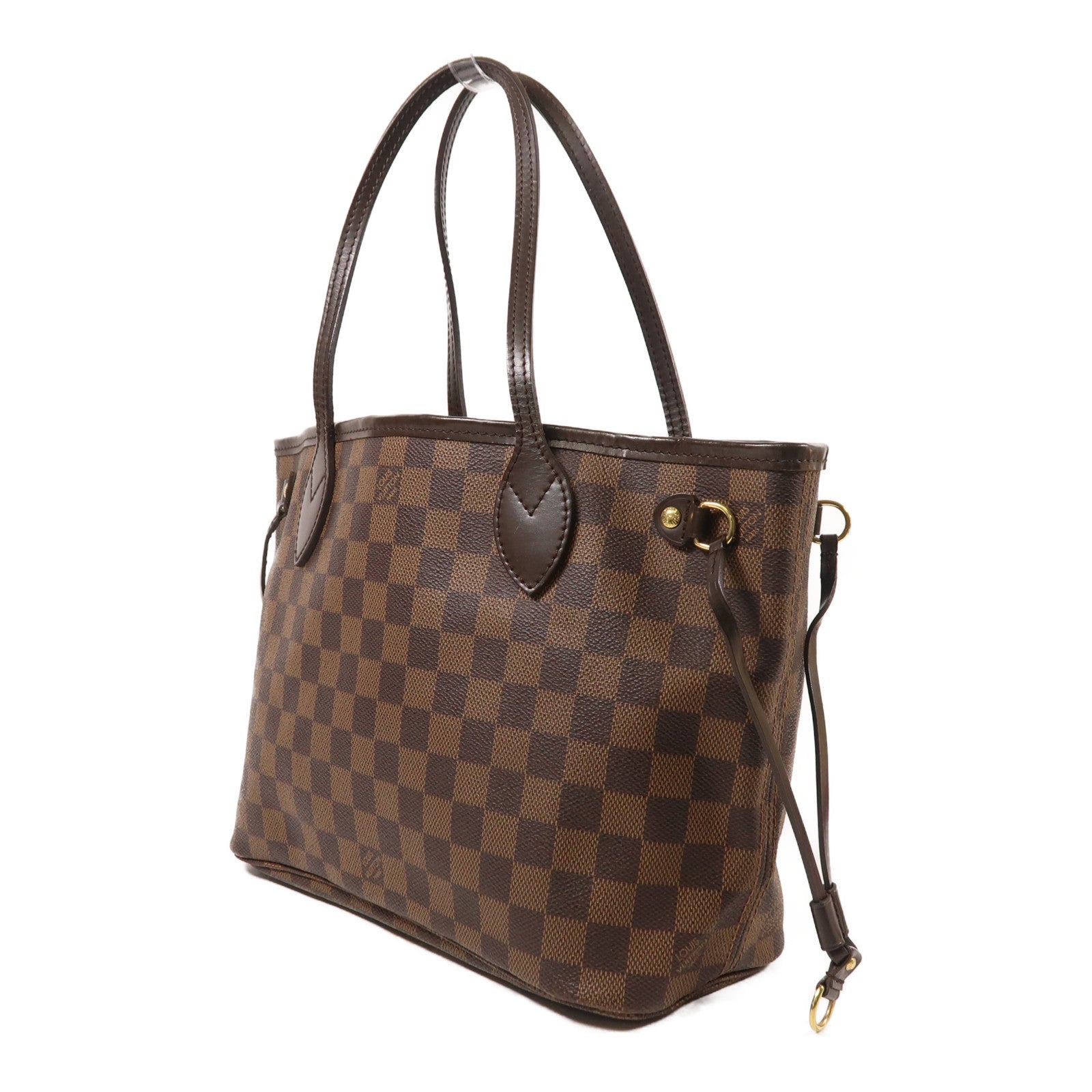LOUIS VUITTON Damier Neverfull PM金扣手挽袋