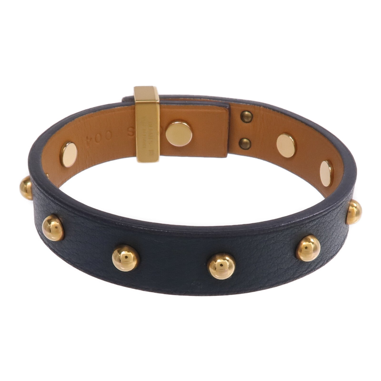 HERMES Swift皮革Mini Dog Clous Ronds Bracelet手鏈Vert Cypress