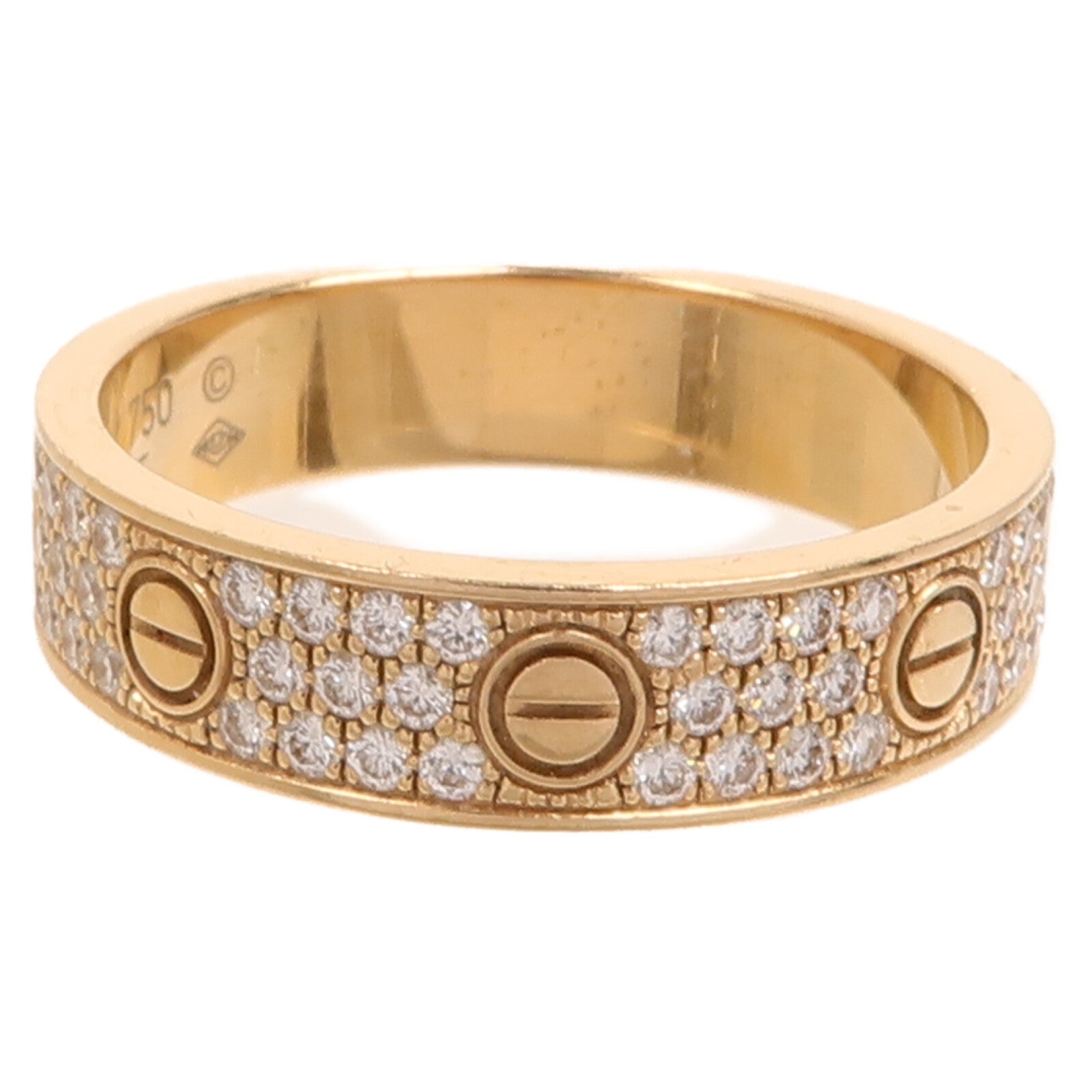 CARTIER 18K玫瑰金Love Ring Full Diamond鑽石戒指Cartier#54/US#6.75