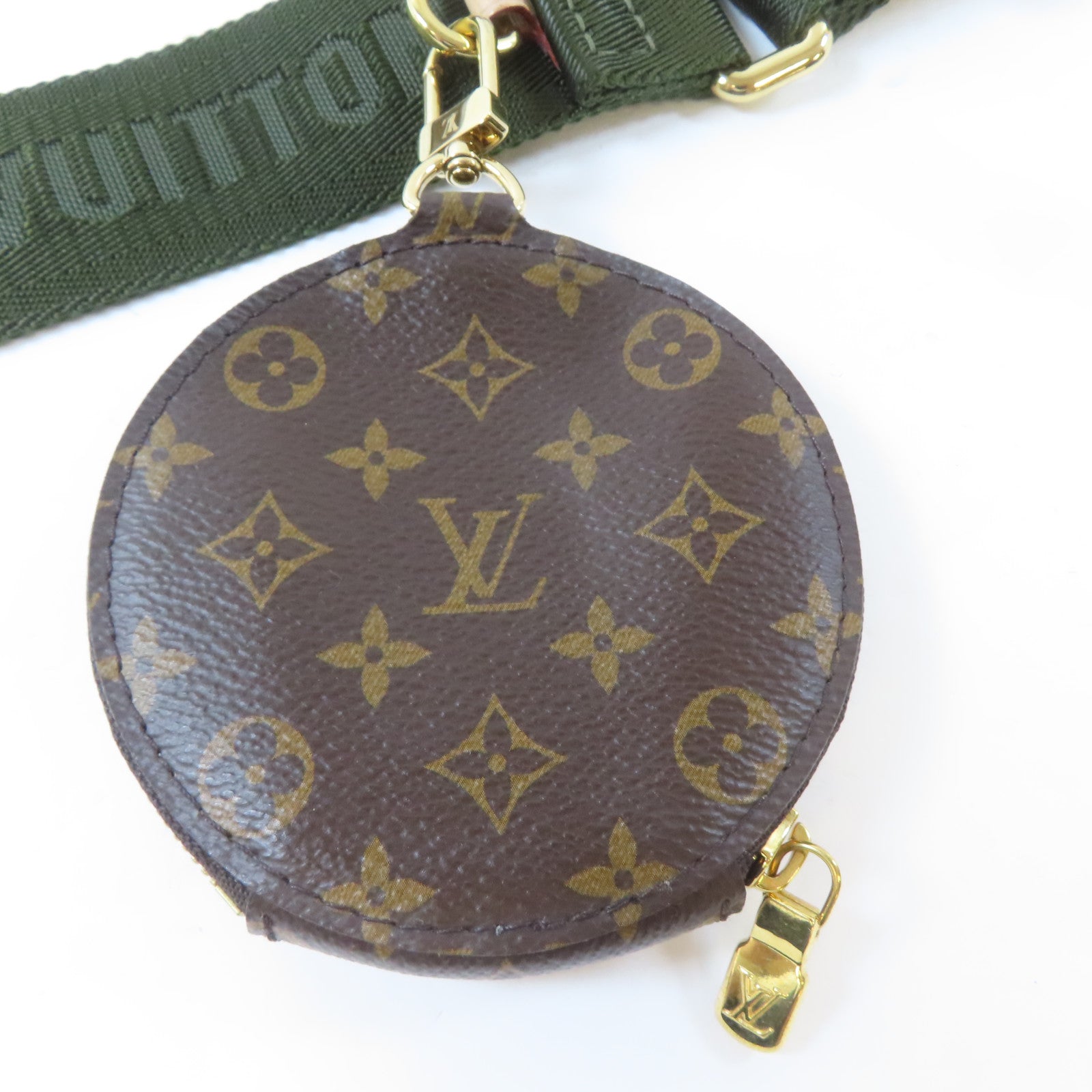 LOUIS VUITTON Monogram Multi Pochette Accessoires金扣手挽肩背兩用袋啡色/綠色