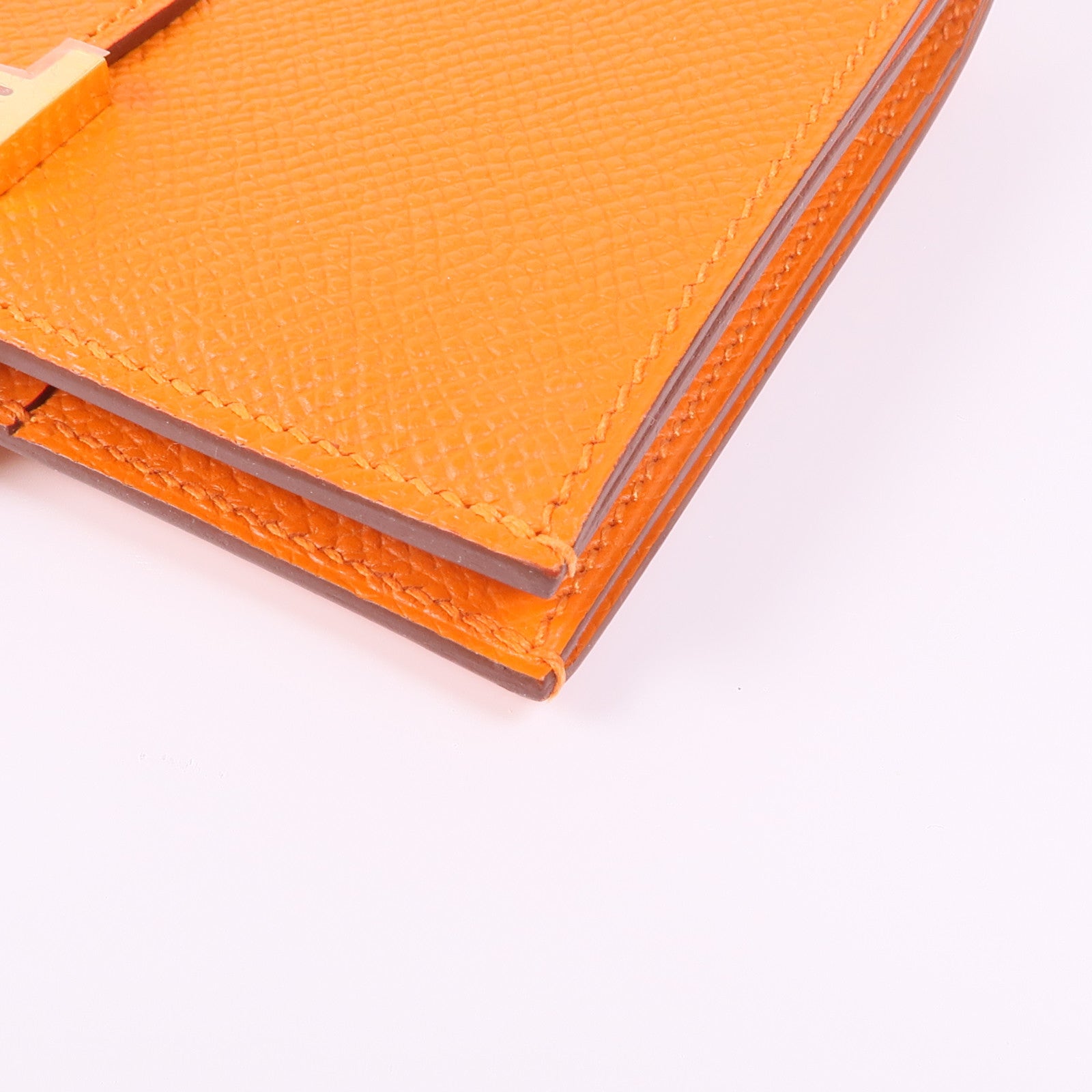 HERMES Epsom皮革Bearn Wallet金扣錢包Orange