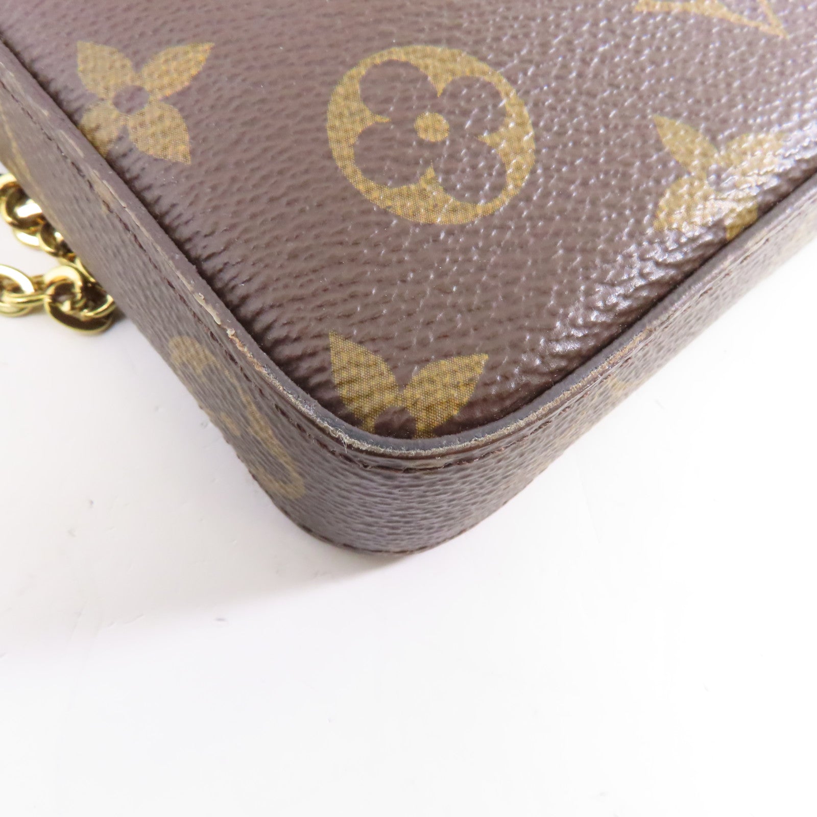 LOUIS VUITTON Monogram Felicie Pochette金扣鏈帶肩背袋棕色