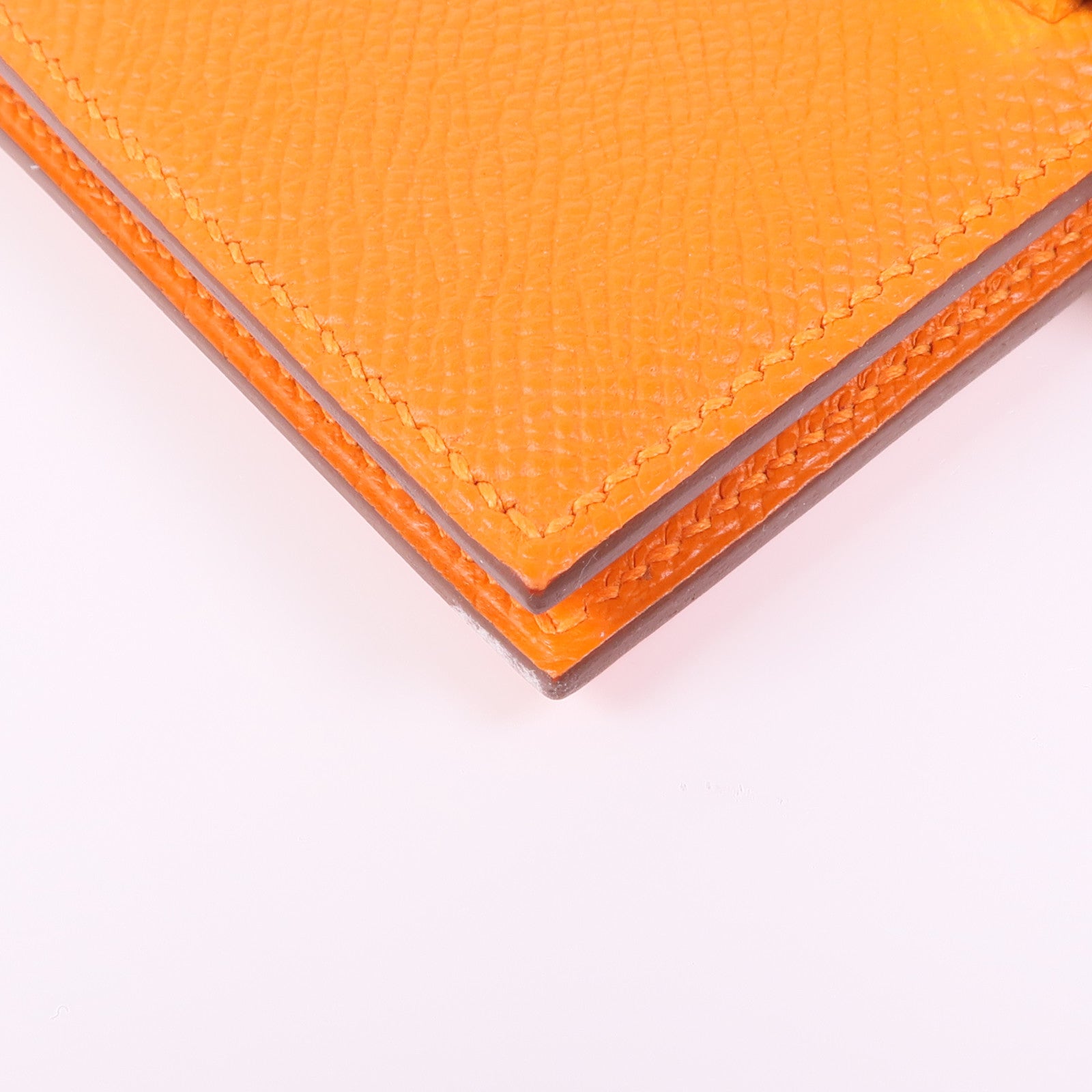 HERMES Epsom皮革Bearn Wallet金扣錢包Orange