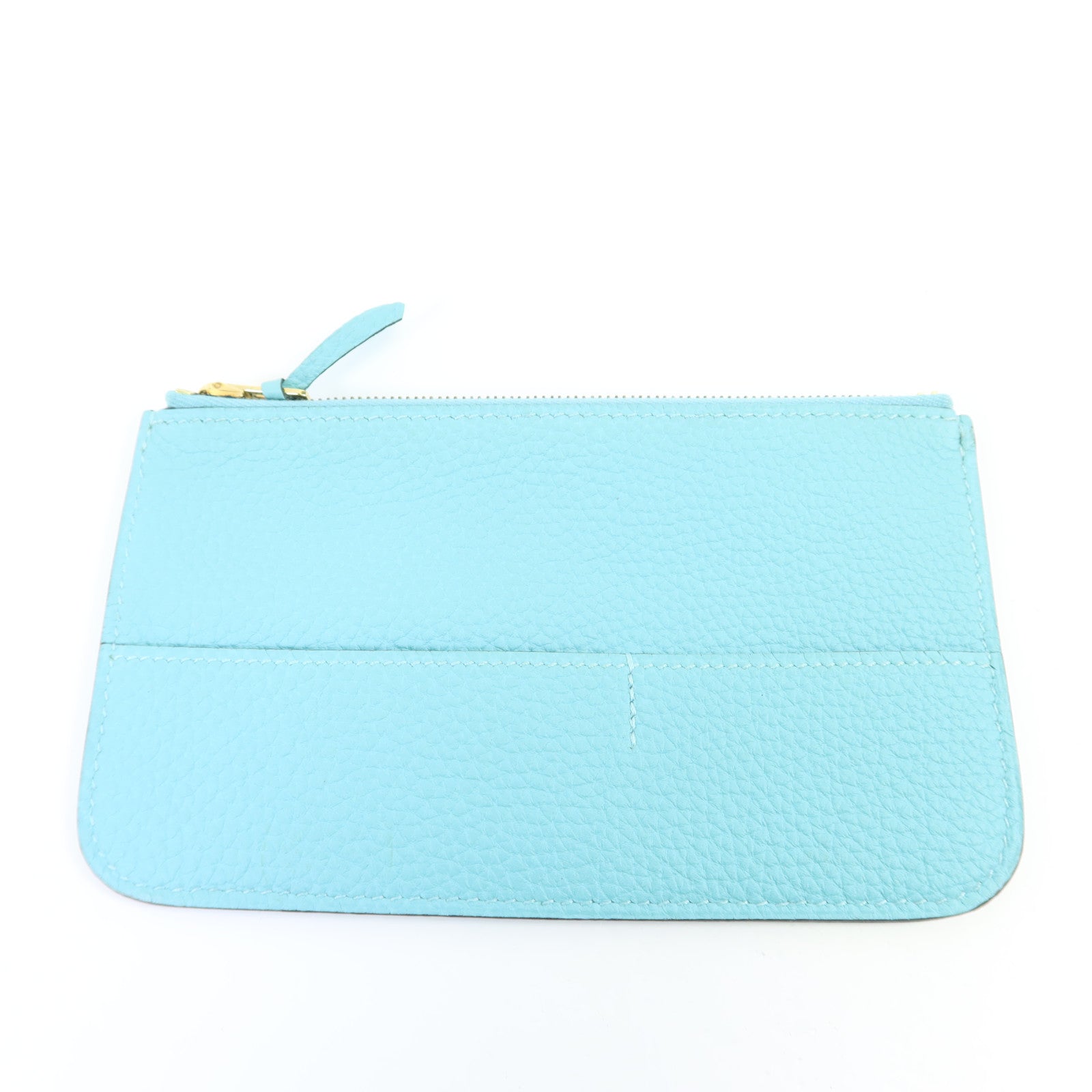 HERMES Clemence皮革Dogon GM金扣長錢包Bleu Atoll