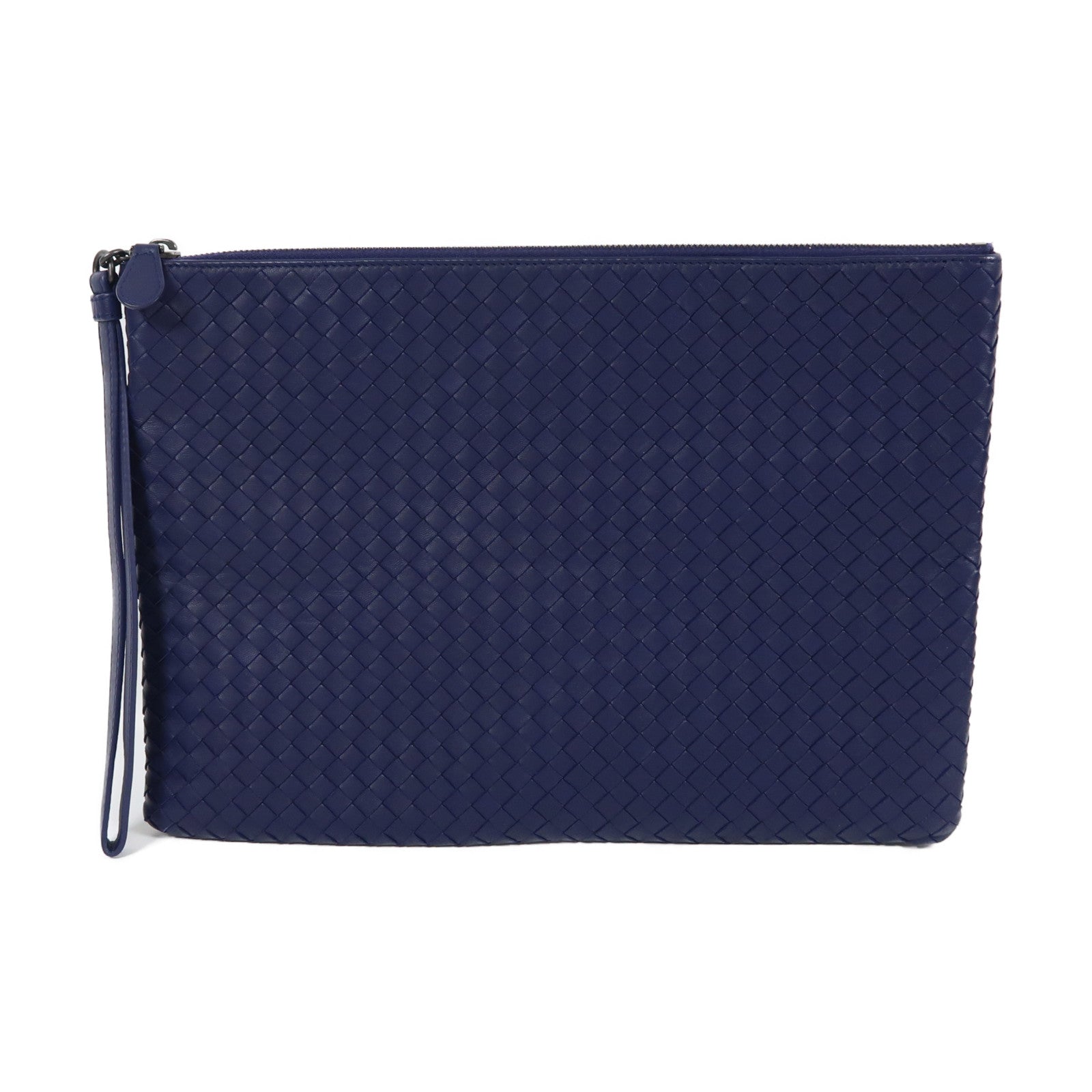 BOTTEGA VENETA 牛皮皮革Clutch Bag銀扣手拿包藍色