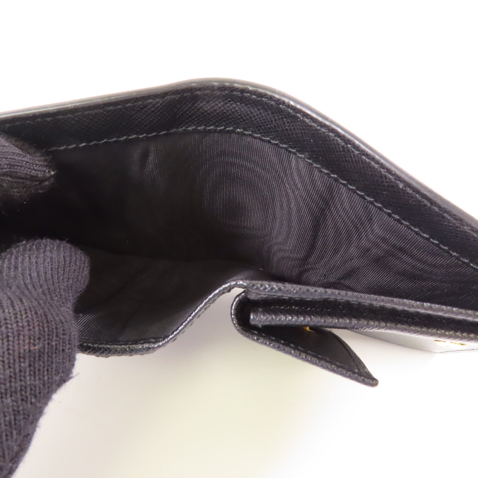 PRADA 牛皮皮革Wallet金扣錢包