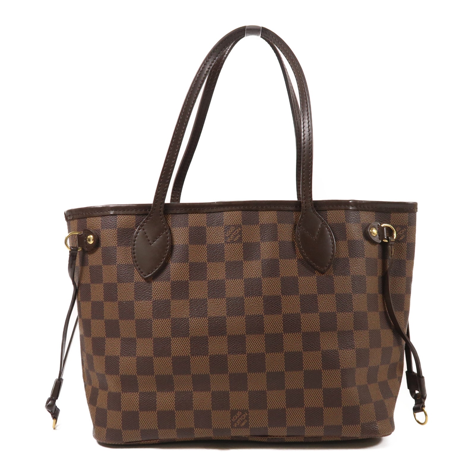 LOUIS VUITTON Damier Neverfull PM金扣手挽袋