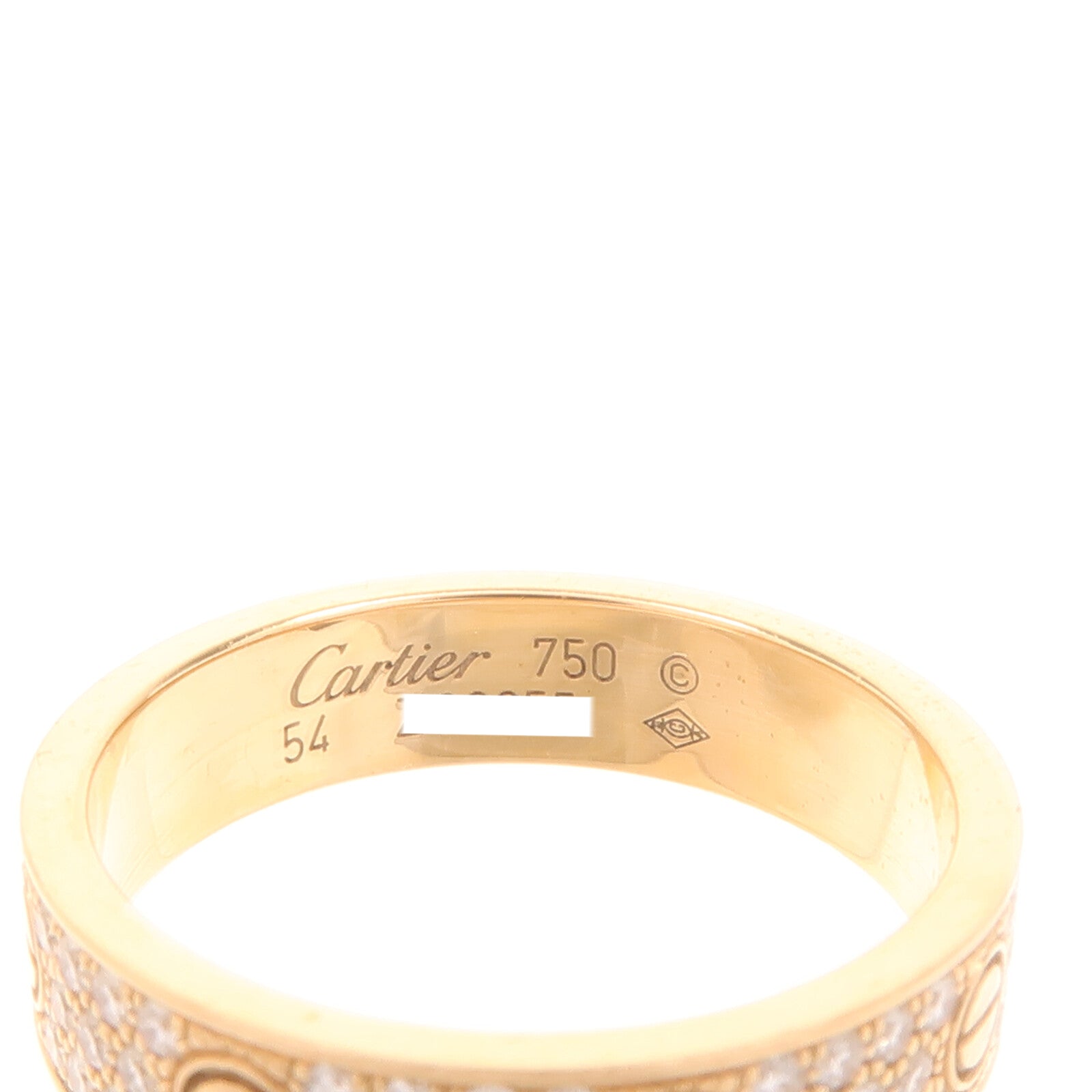 CARTIER 18K玫瑰金Love Ring Full Diamond鑽石戒指Cartier#54/US#6.75
